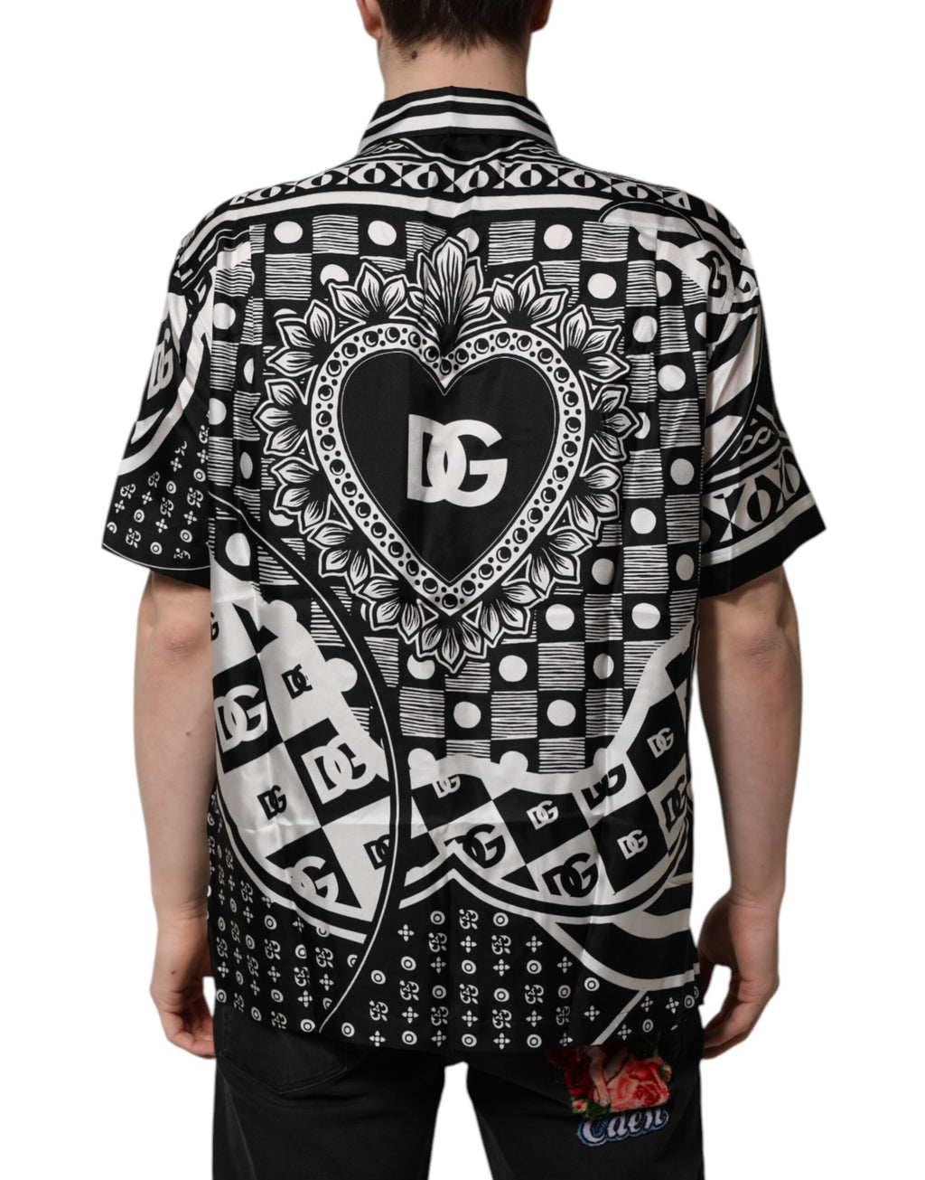 Dolce & Gabbana Black Bandana Casual Short Sleeve Shirt