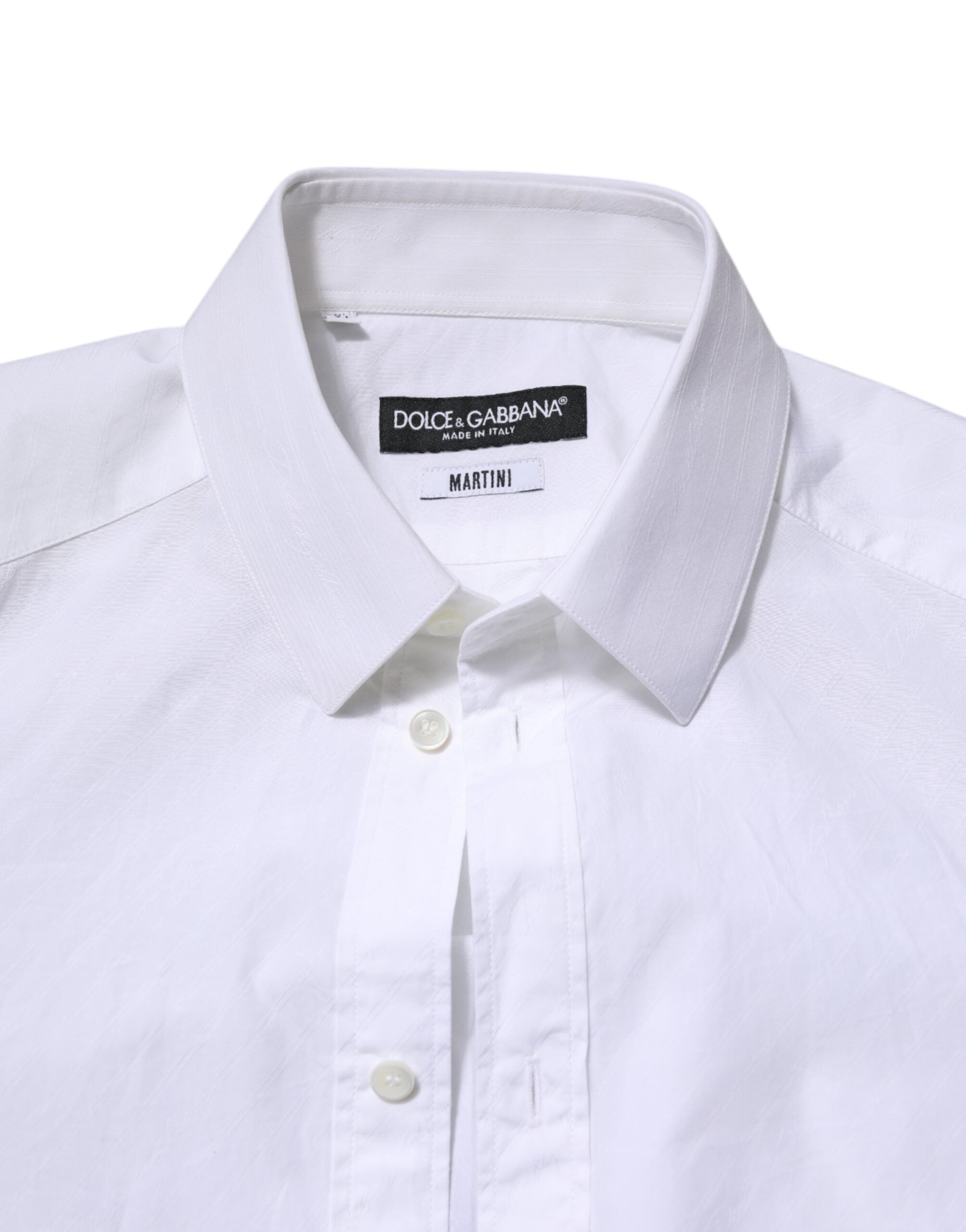 Dolce & Gabbana White Cotton MARTINI Long Sleeve Dress Shirt