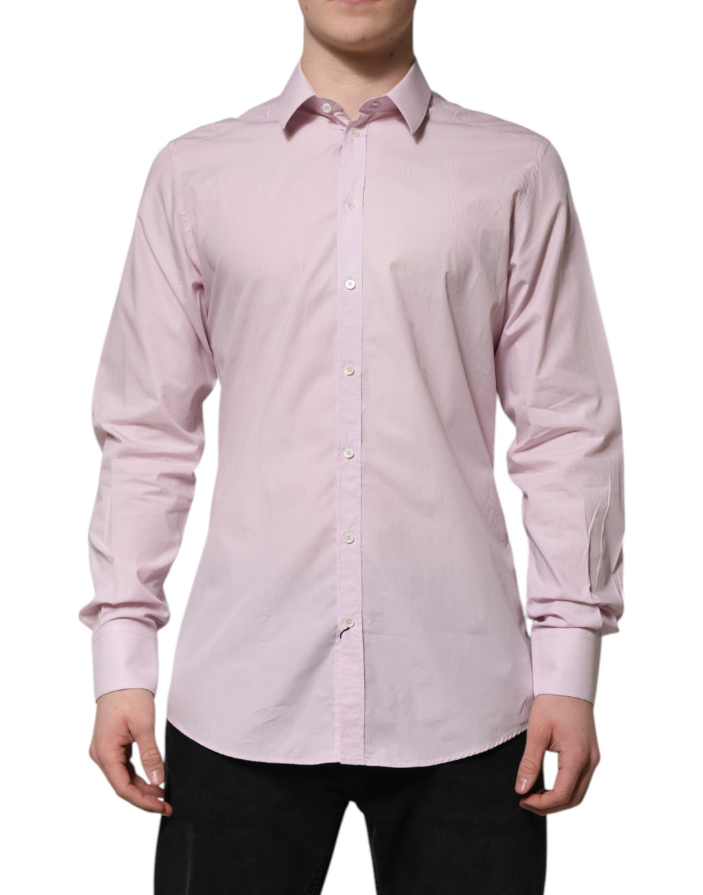 Dolce & Gabbana Pink Cotton GOLD Long Sleeves Dress Shirt