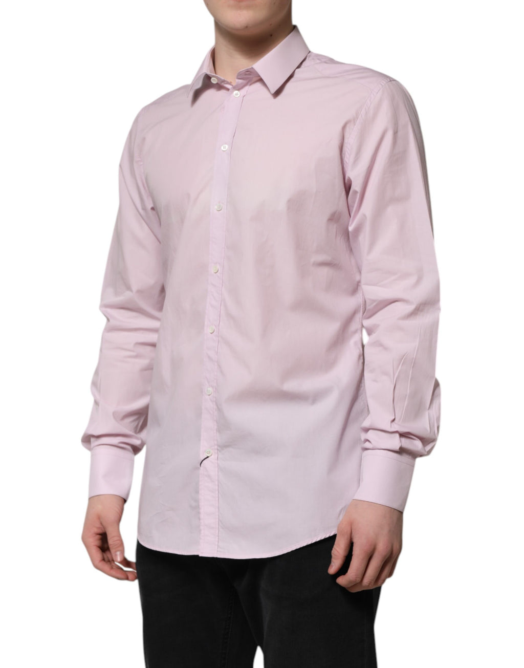 Dolce & Gabbana Pink Cotton GOLD Long Sleeves Dress Shirt