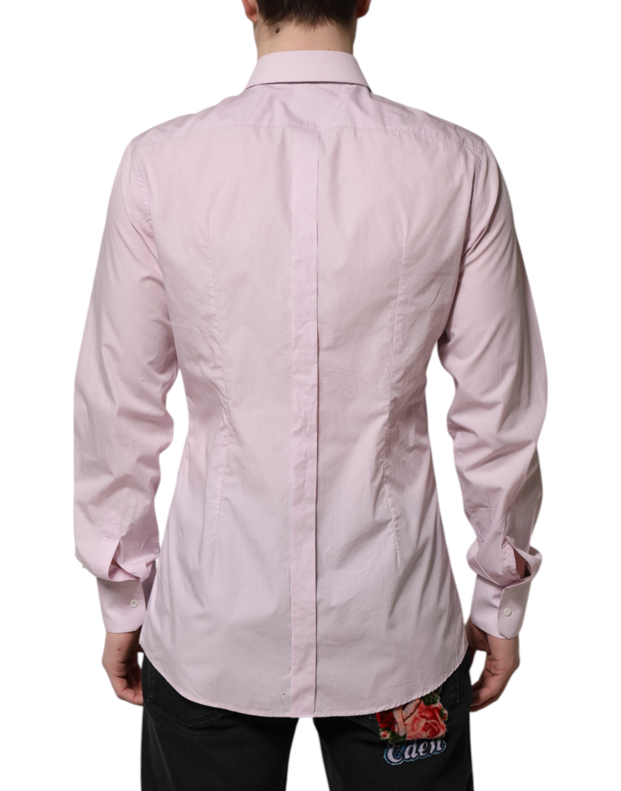 Dolce & Gabbana Pink Cotton GOLD Long Sleeves Dress Shirt