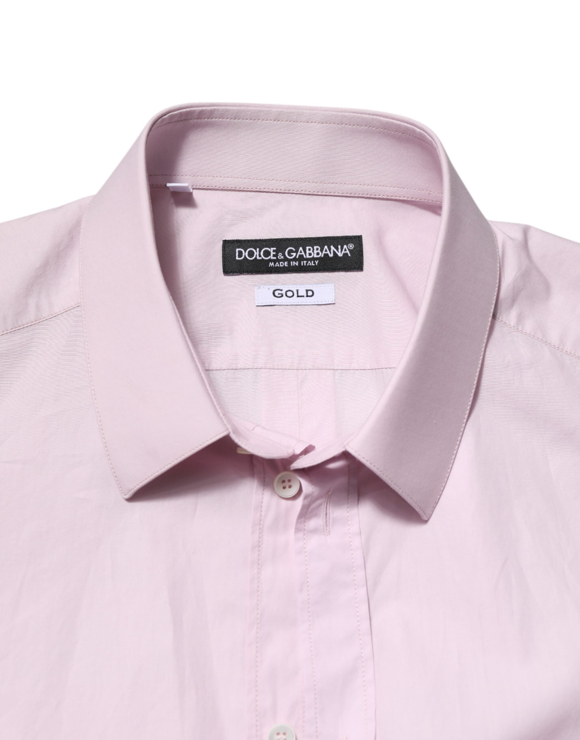 Dolce & Gabbana Pink Cotton GOLD Long Sleeves Dress Shirt