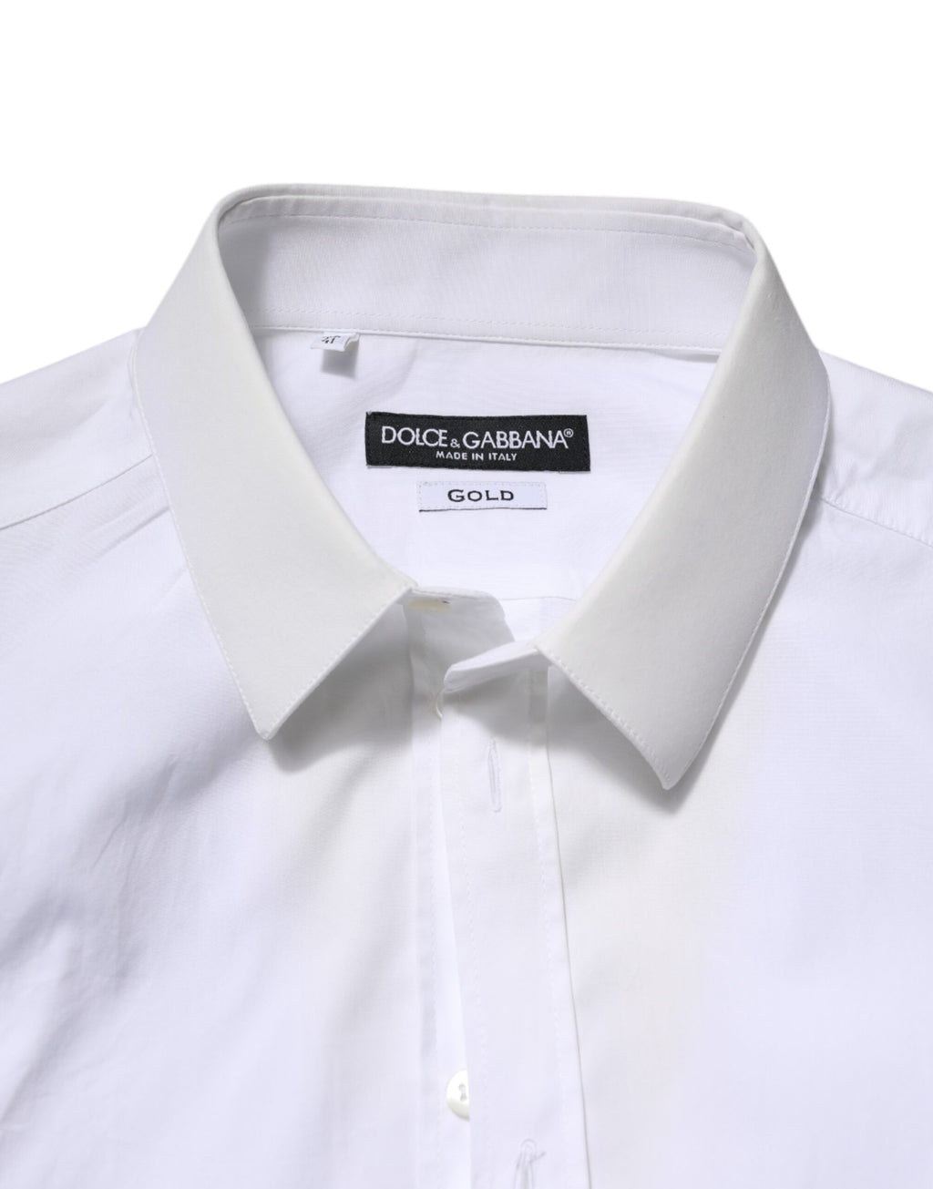 Dolce & Gabbana White Cotton GOLD Long Sleeves Dress Shirt