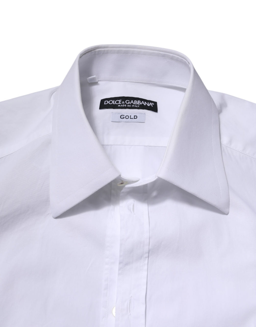 Dolce & Gabbana White Cotton GOLD Long Sleeve Men Dress Shirt