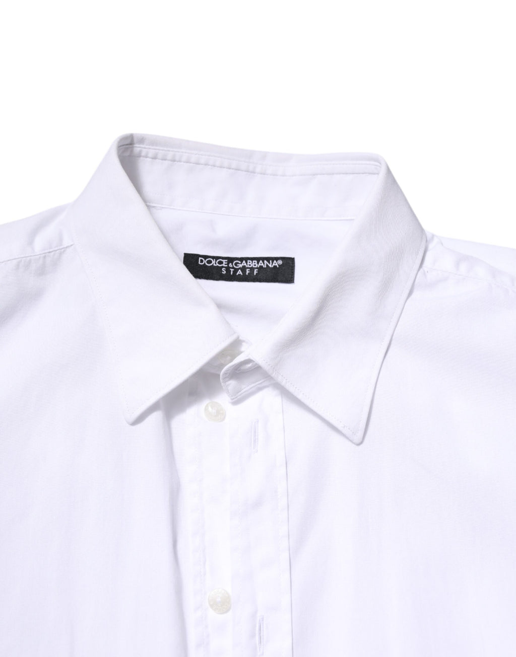 Dolce & Gabbana White Cotton STAFF Long Sleeves Dress Shirt