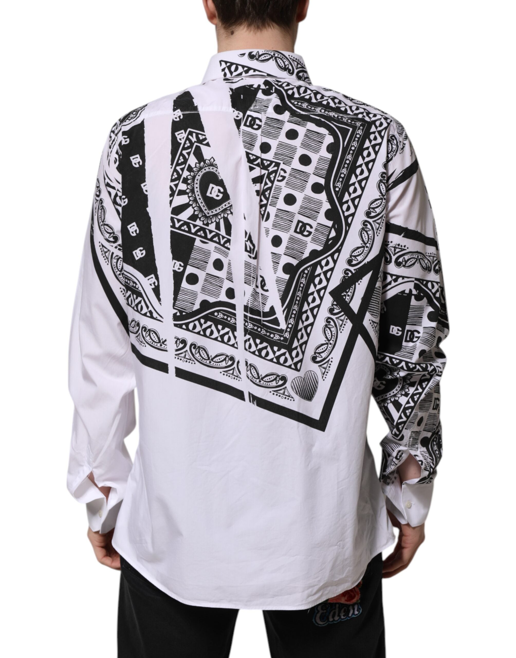 Dolce & Gabbana White Bandana Print MARTINI Dress Shirt
