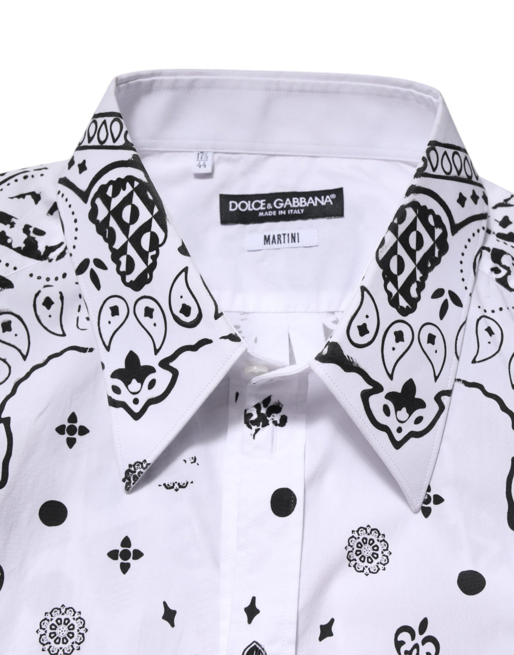 Dolce & Gabbana White Bandana Print MARTINI Dress Shirt