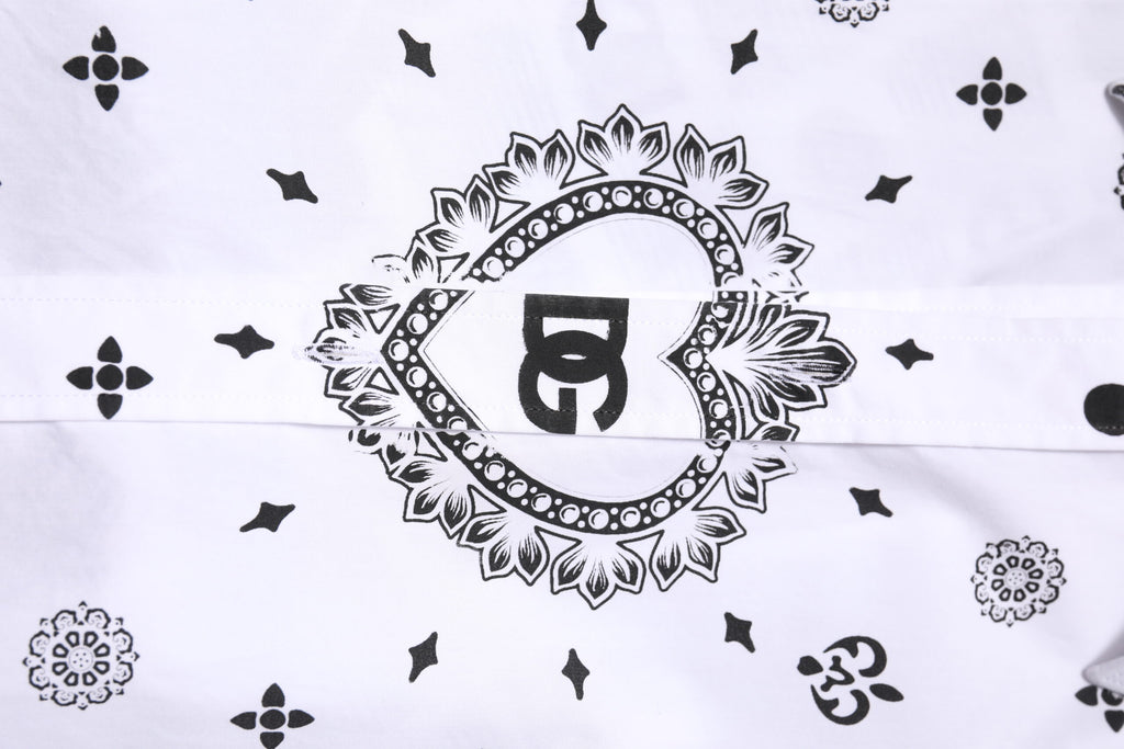 Dolce & Gabbana White Bandana Print MARTINI Dress Shirt