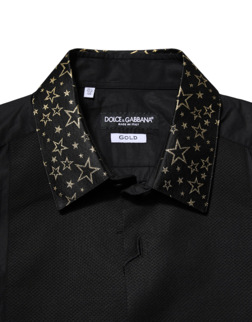 Dolce & Gabbana Black Cotton GOLD Long Sleeves Dress Shirt