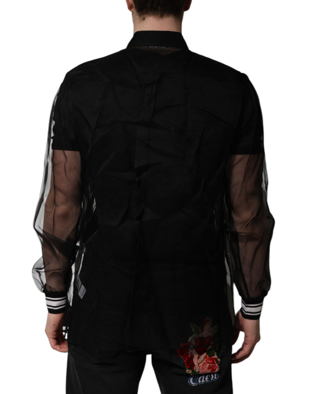 Dolce & Gabbana Black Silk Lace Long Sleeves Dress Shirt