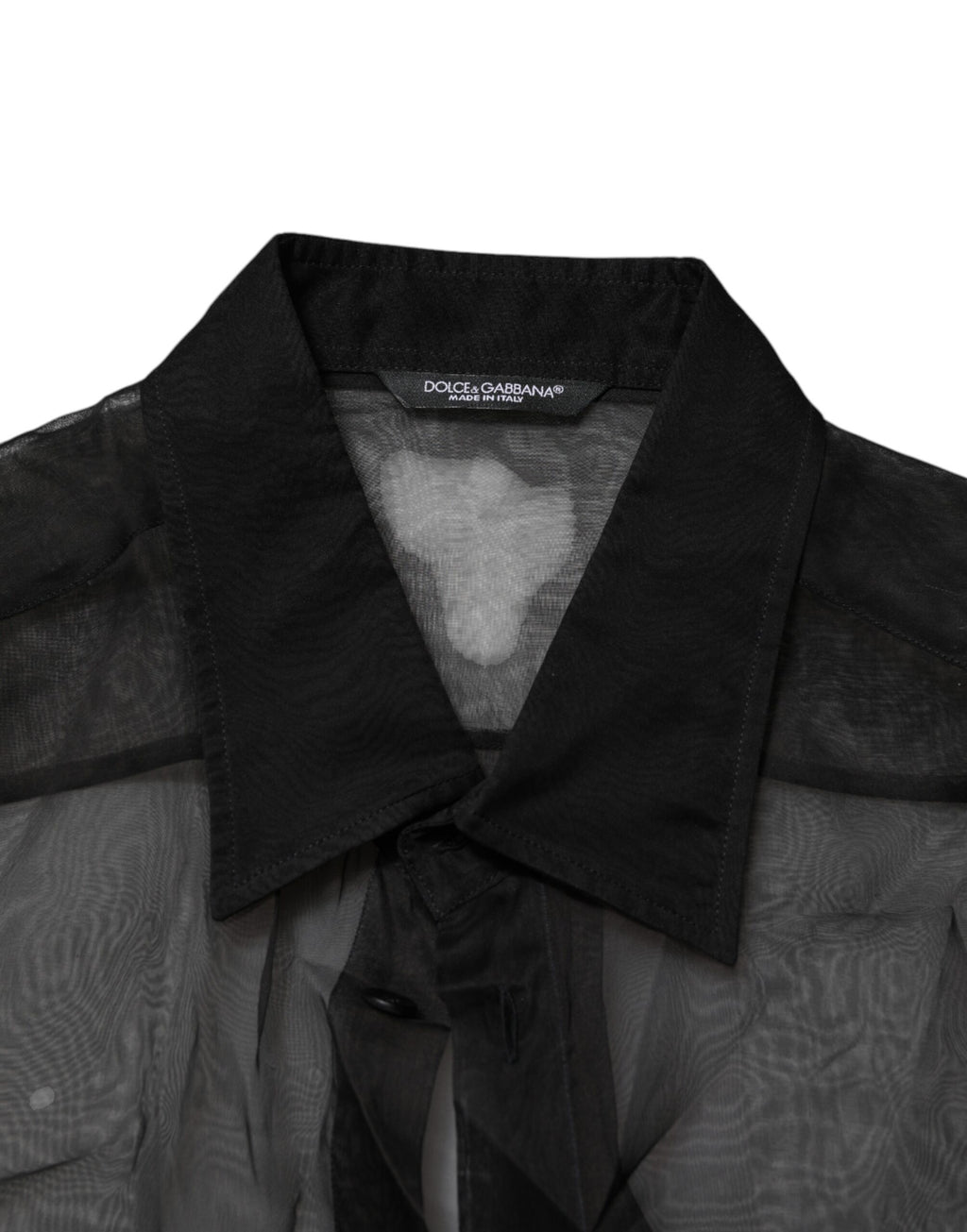 Dolce & Gabbana Black Silk Lace Long Sleeves Dress Shirt