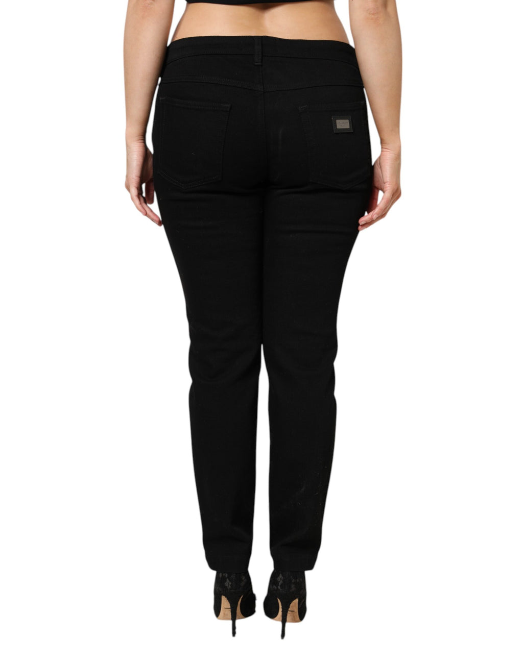 Dolce & Gabbana Black Cotton Low Waist Skinny Denim Jeans