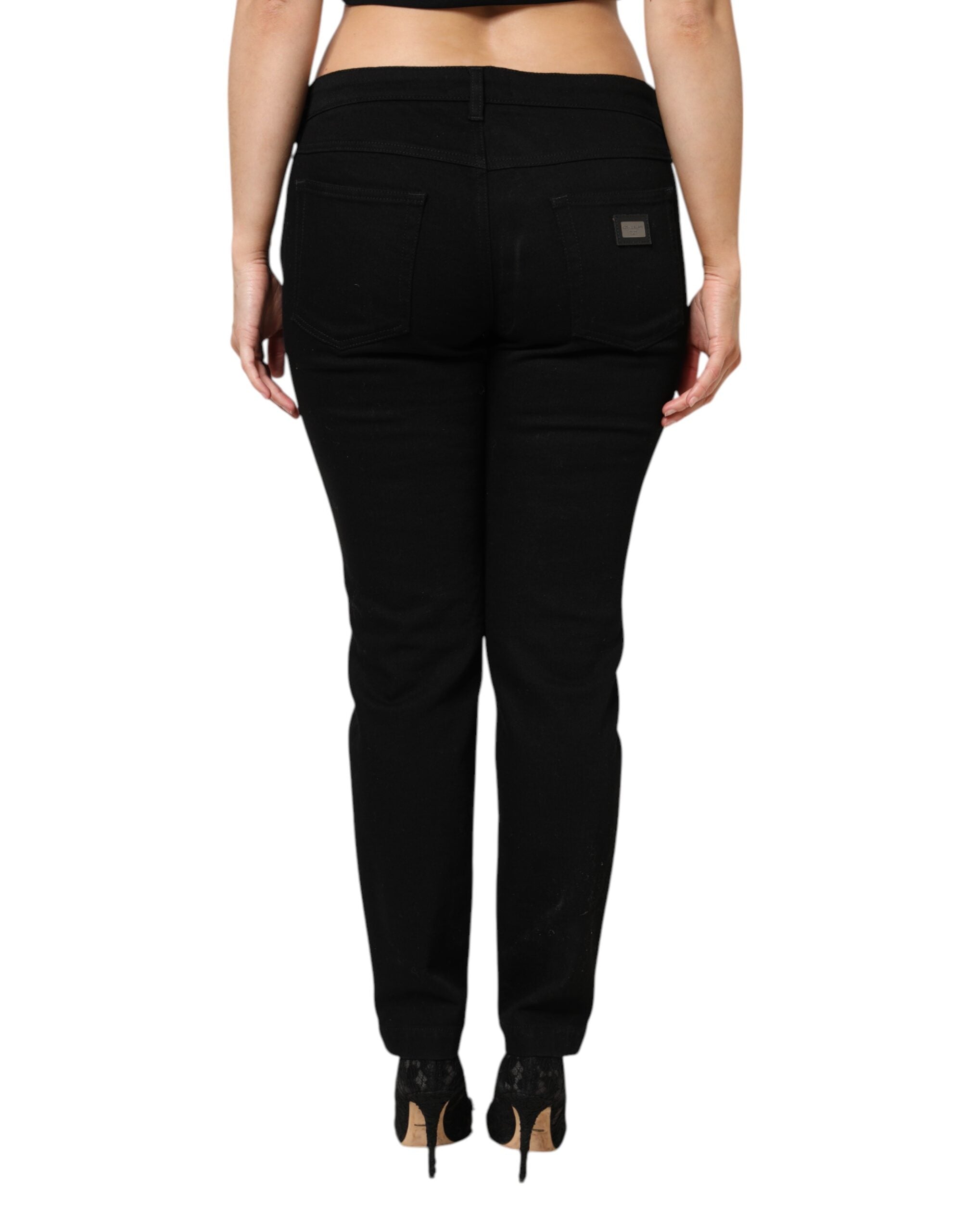 Dolce & Gabbana Black Cotton Low Waist Skinny Denim Jeans