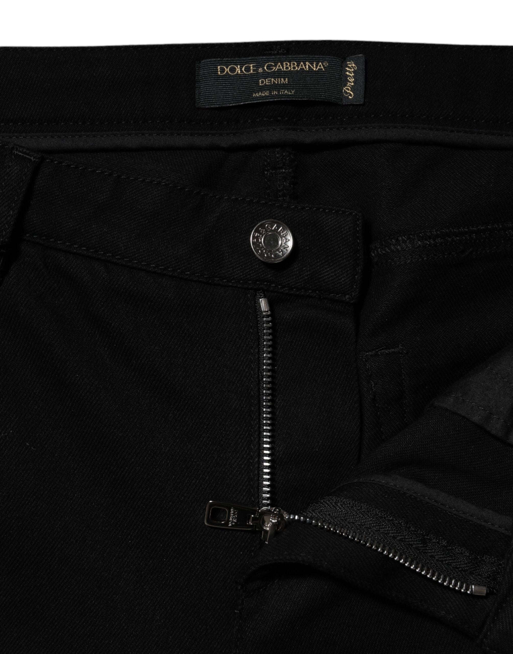 Dolce & Gabbana Black Cotton Low Waist Skinny Denim Jeans