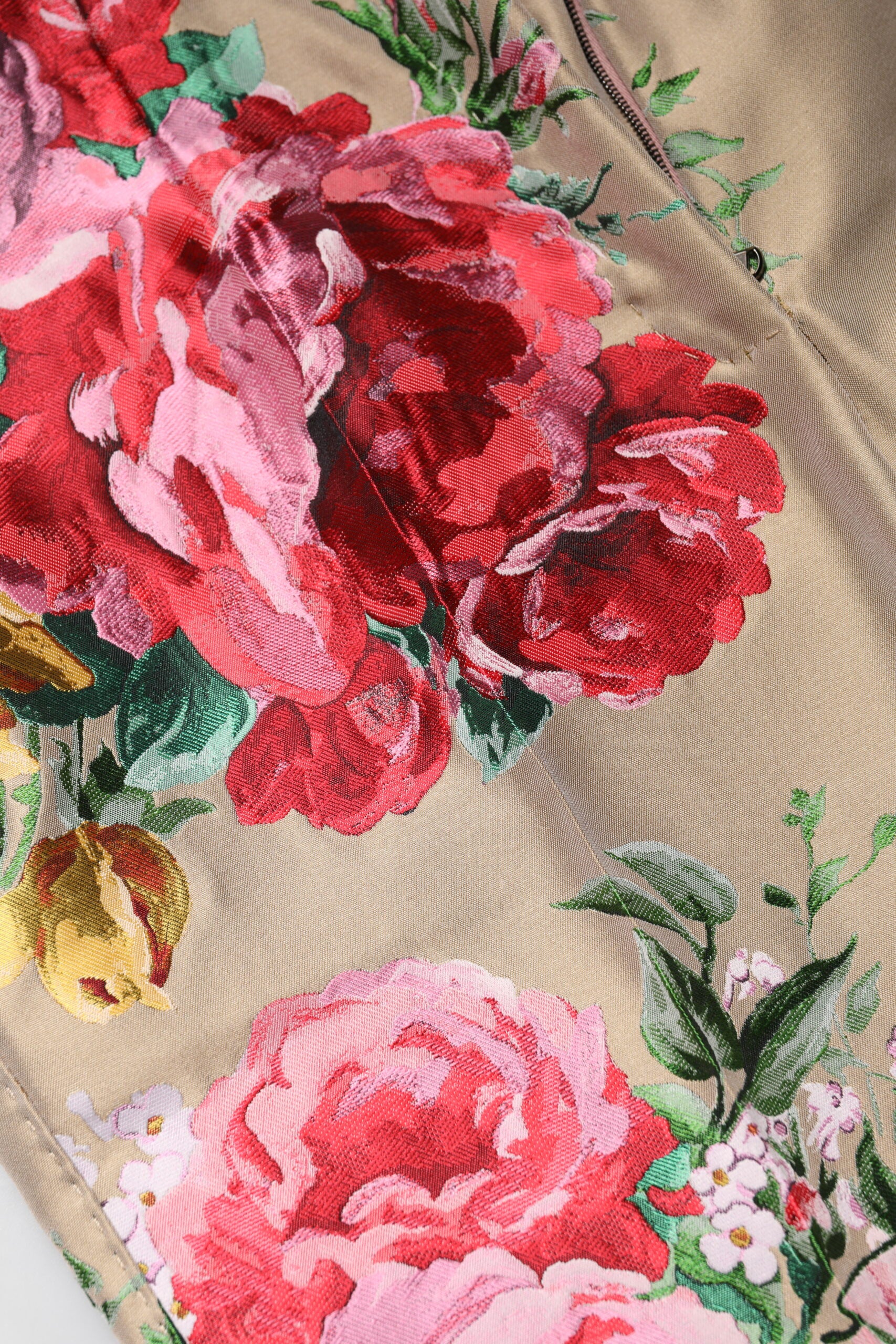 Dolce & Gabbana Beige Floral Print Women High Waist Pants