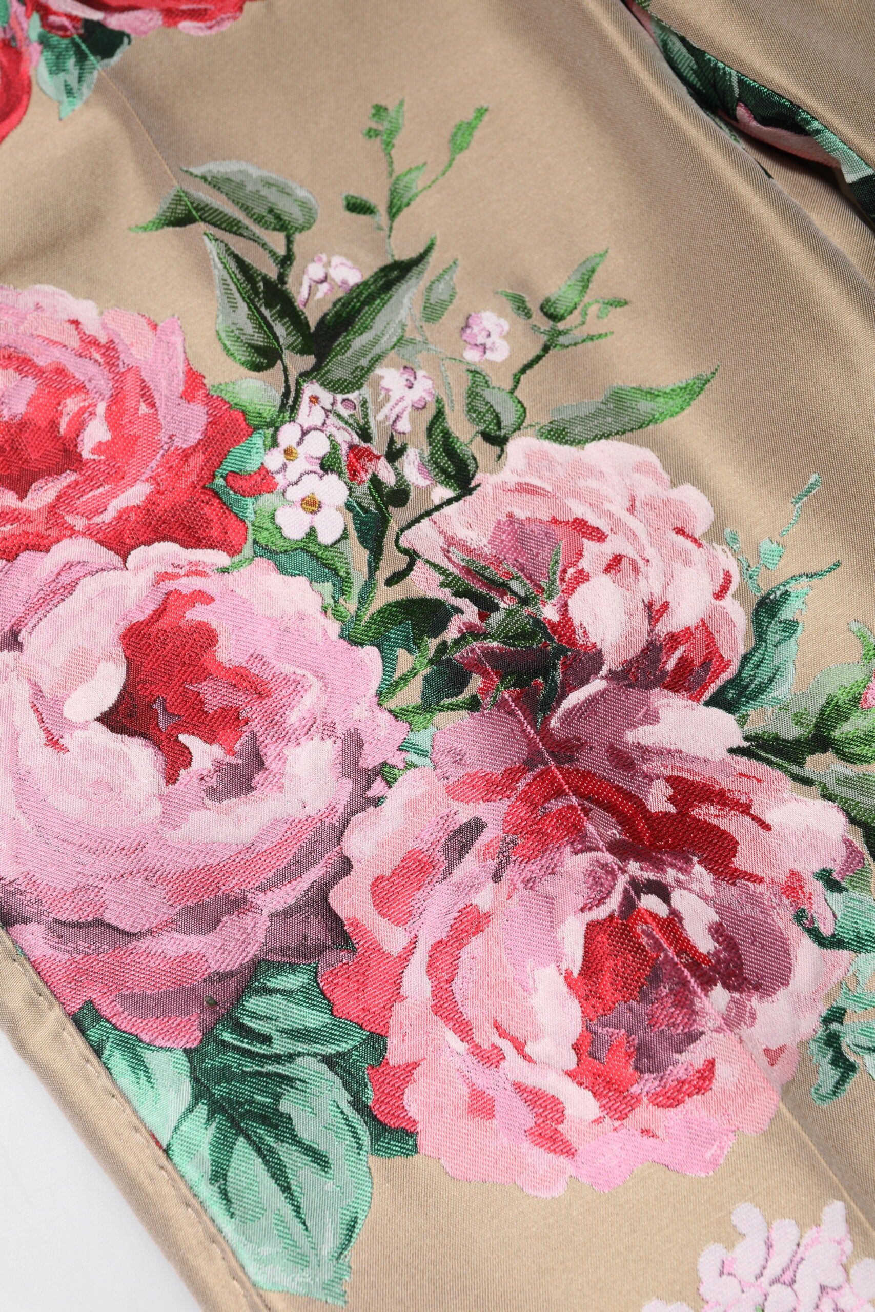 Dolce & Gabbana Beige Floral Print Women High Waist Pants