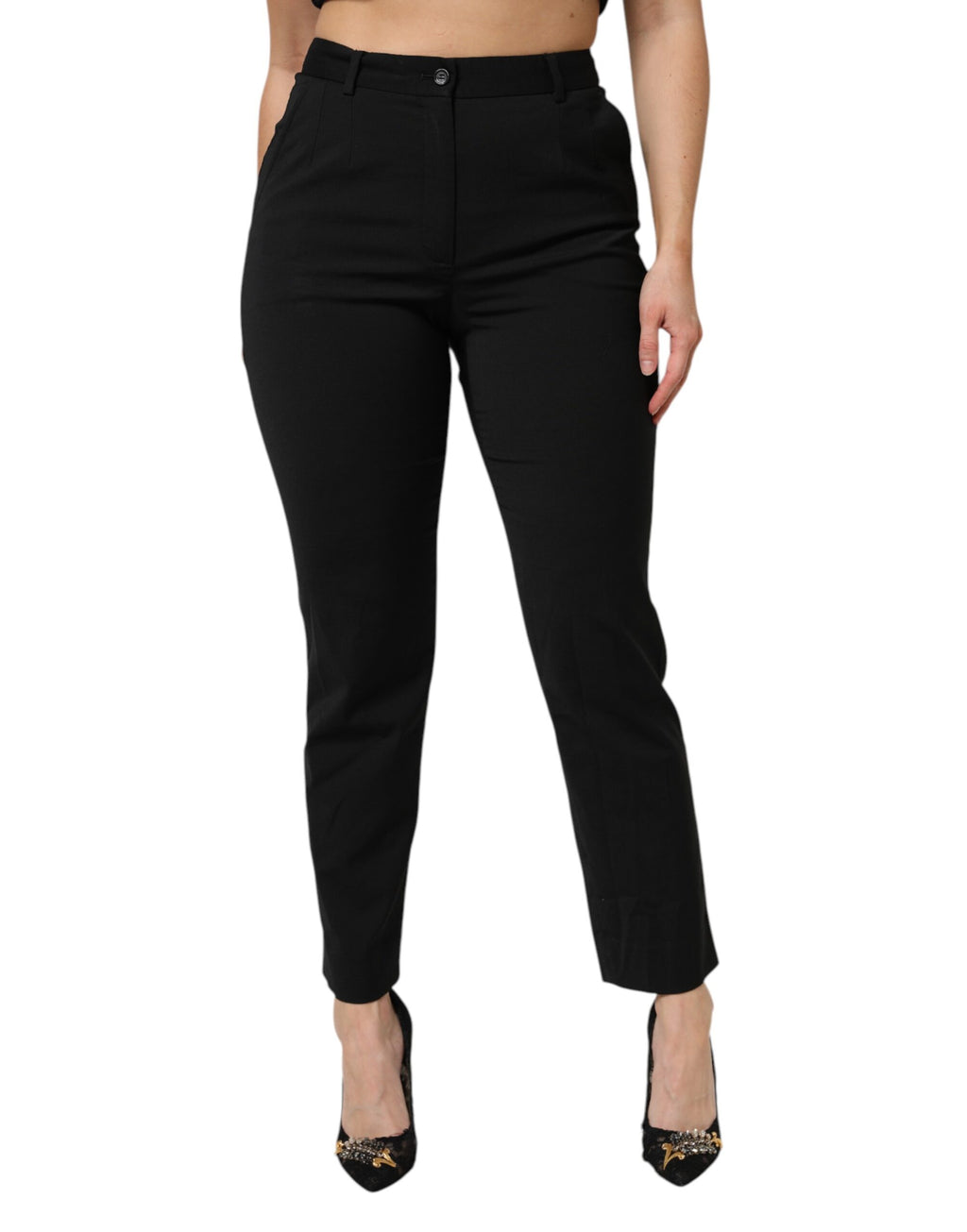 Dolce & Gabbana Black High Waisted Tapered STAFF Pants