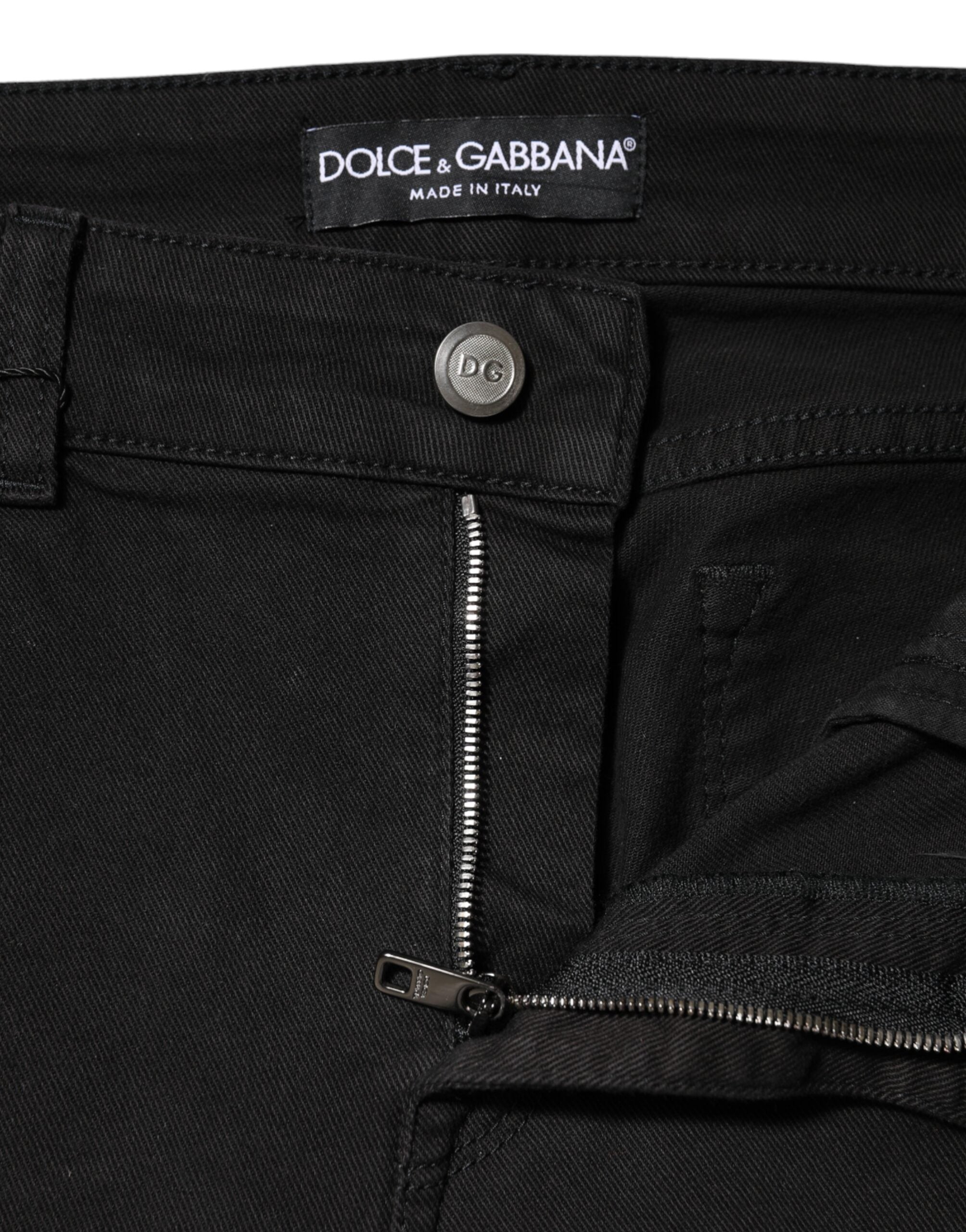 Dolce & Gabbana Black Cotton Mid Waist Denim Jeans