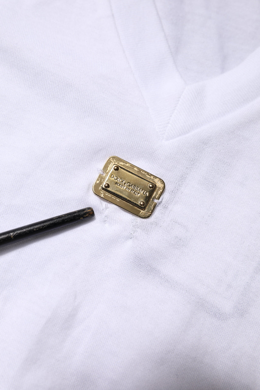 Dolce & Gabbana White Cotton Short Sleeve V-Neck Top T-shirt