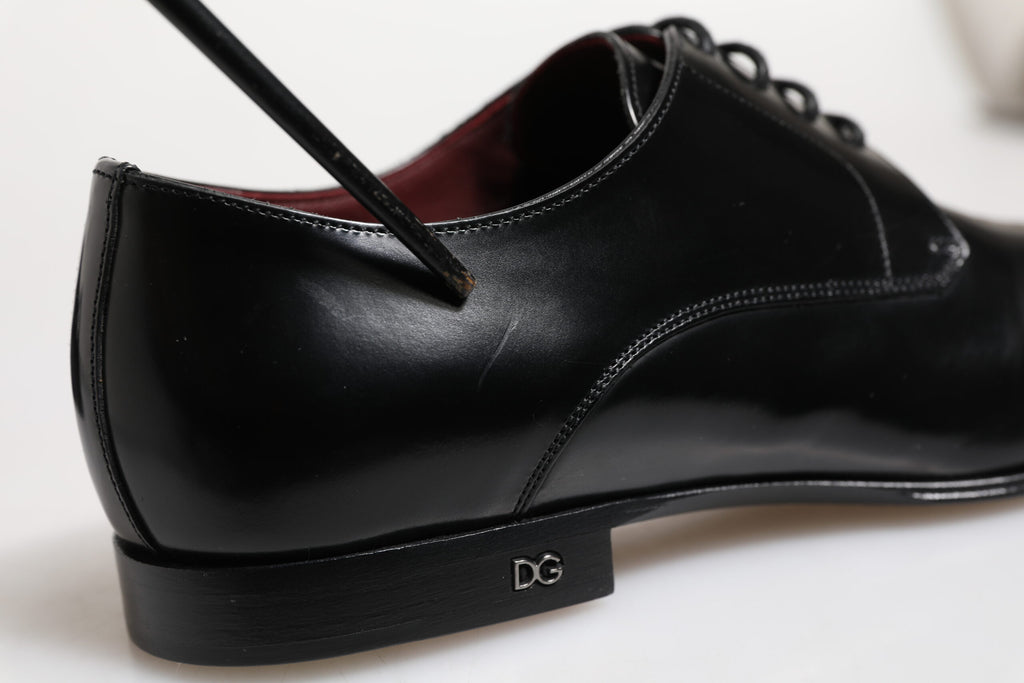 Dolce & Gabbana Black Leather Lace Up Derby Dress Formal Shoes