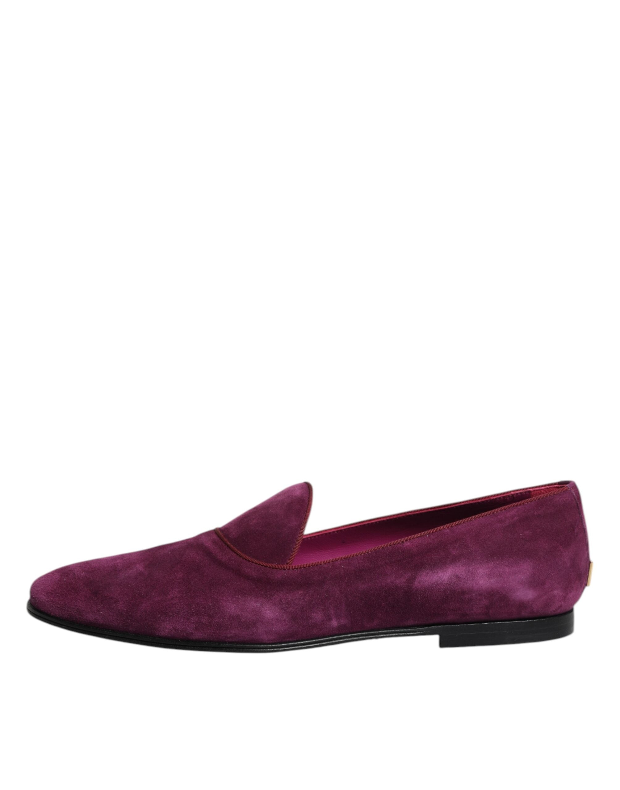 Dolce & Gabbana Purple Velvet Slip On Loafers Formal Shoes