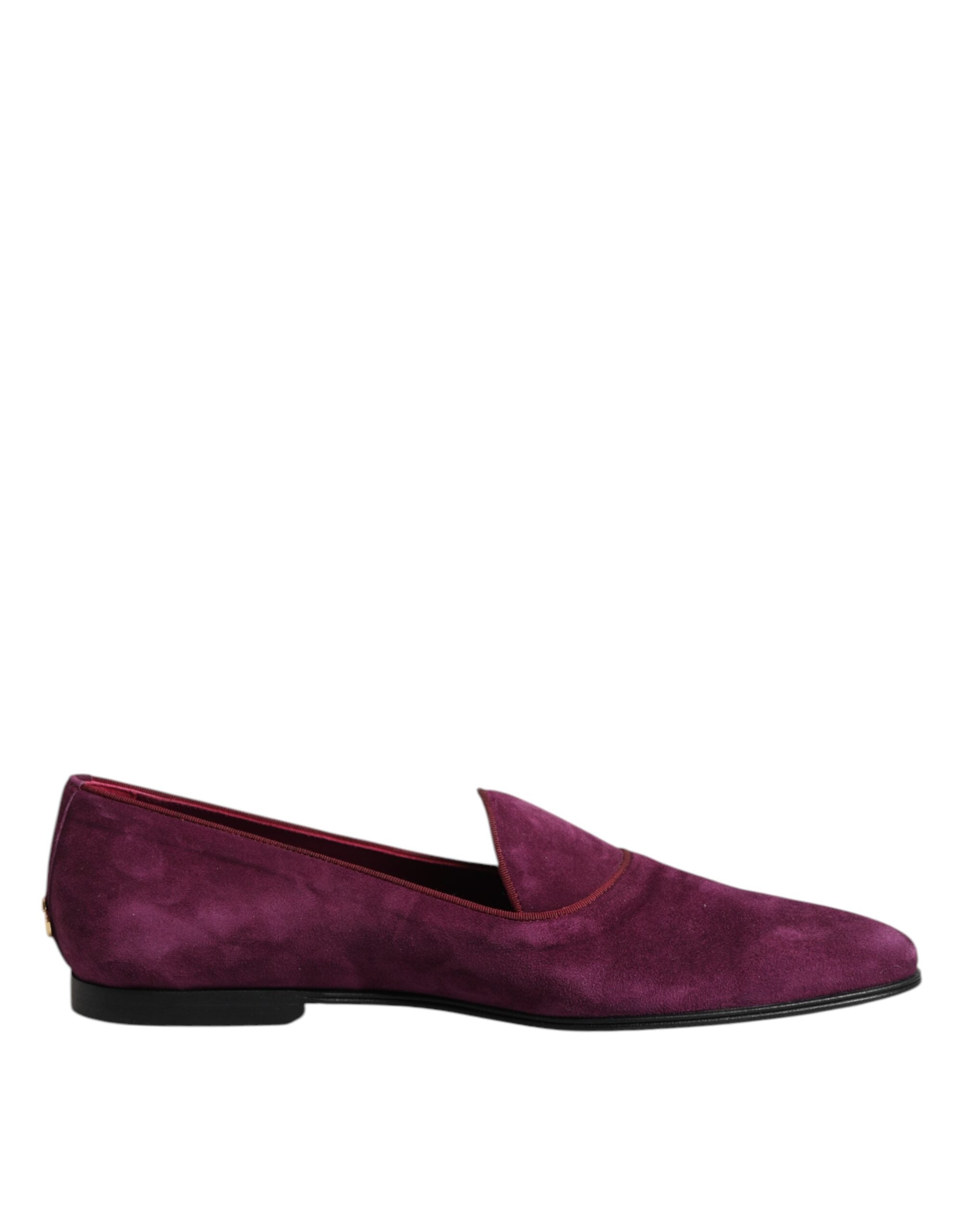 Dolce & Gabbana Purple Velvet Slip On Loafers Formal Shoes