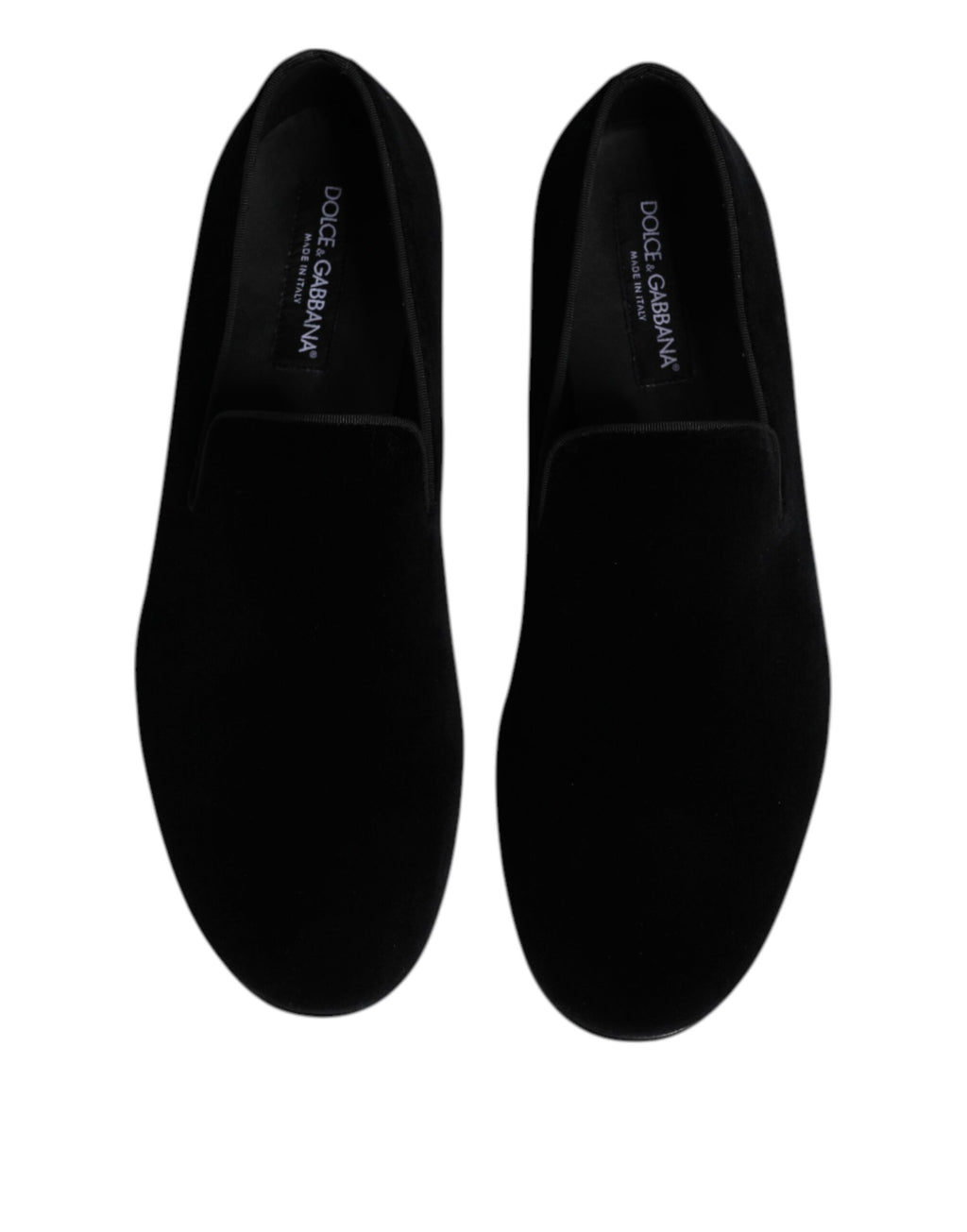 Dolce & Gabbana Black Velvet Slip On Loafers Formal Shoes