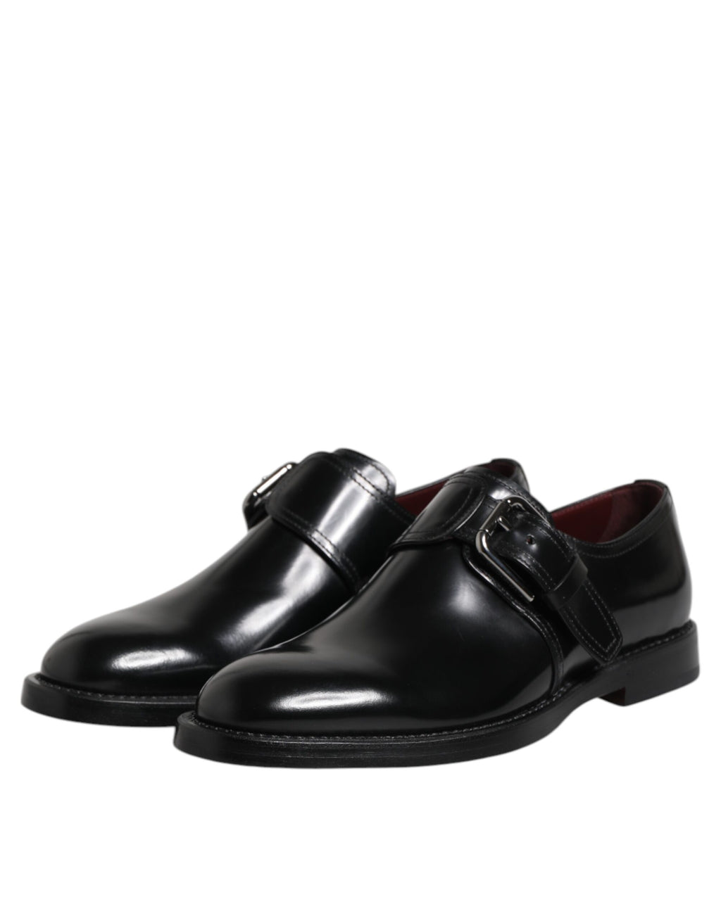 Dolce & Gabbana Black Leather Monk Strap Derby Formal Shoes