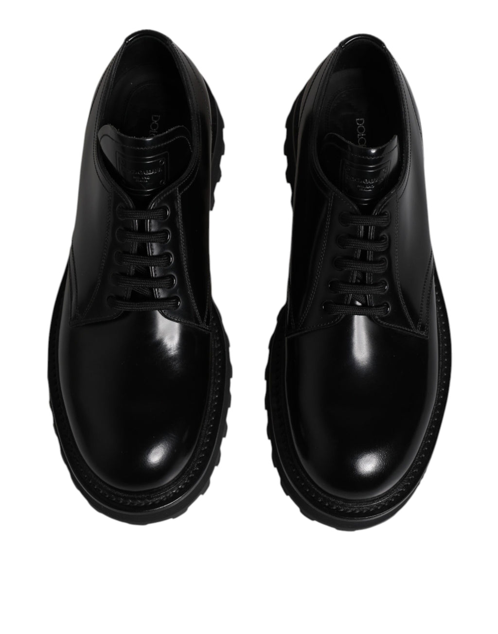 Dolce & Gabbana Black Leather Lace Up Derby Men Dress Shoes