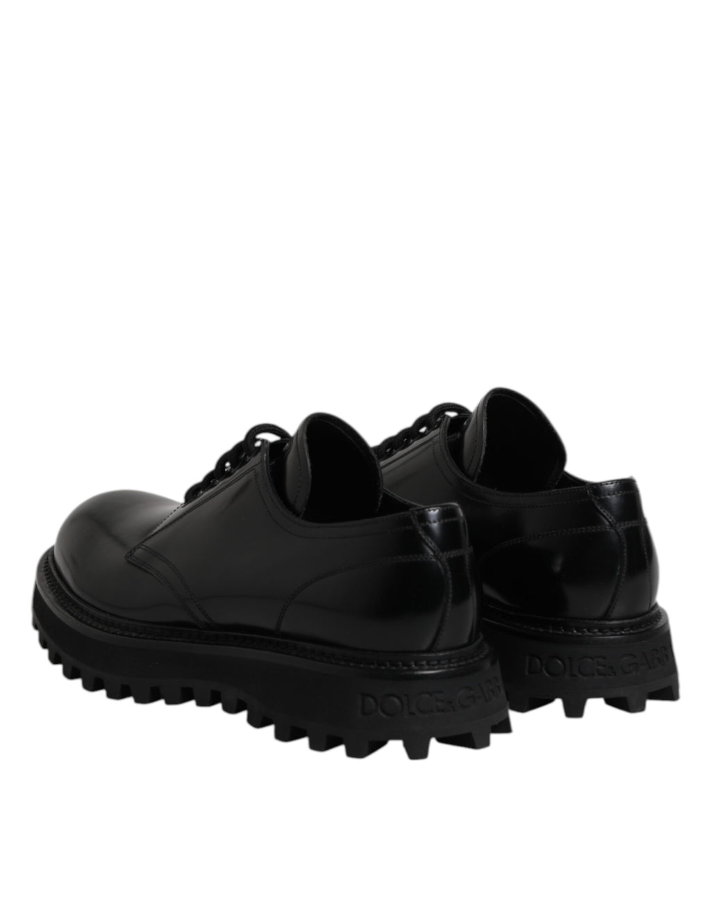 Dolce & Gabbana Black Leather Lace Up Derby Men Dress Shoes