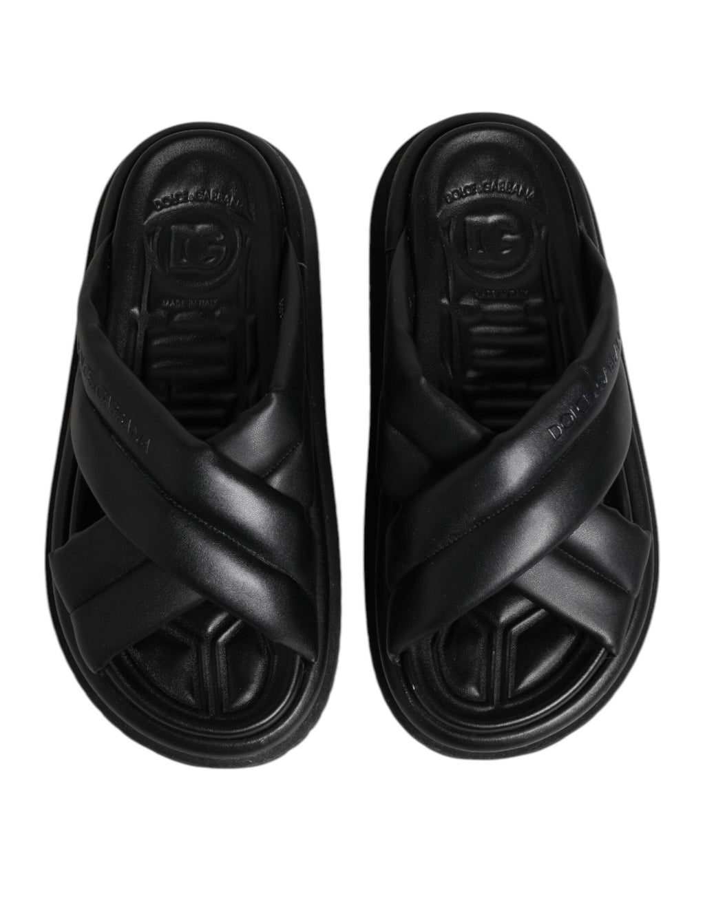Dolce & Gabbana Black DG Logo Slides Sandals Beachwear Shoes