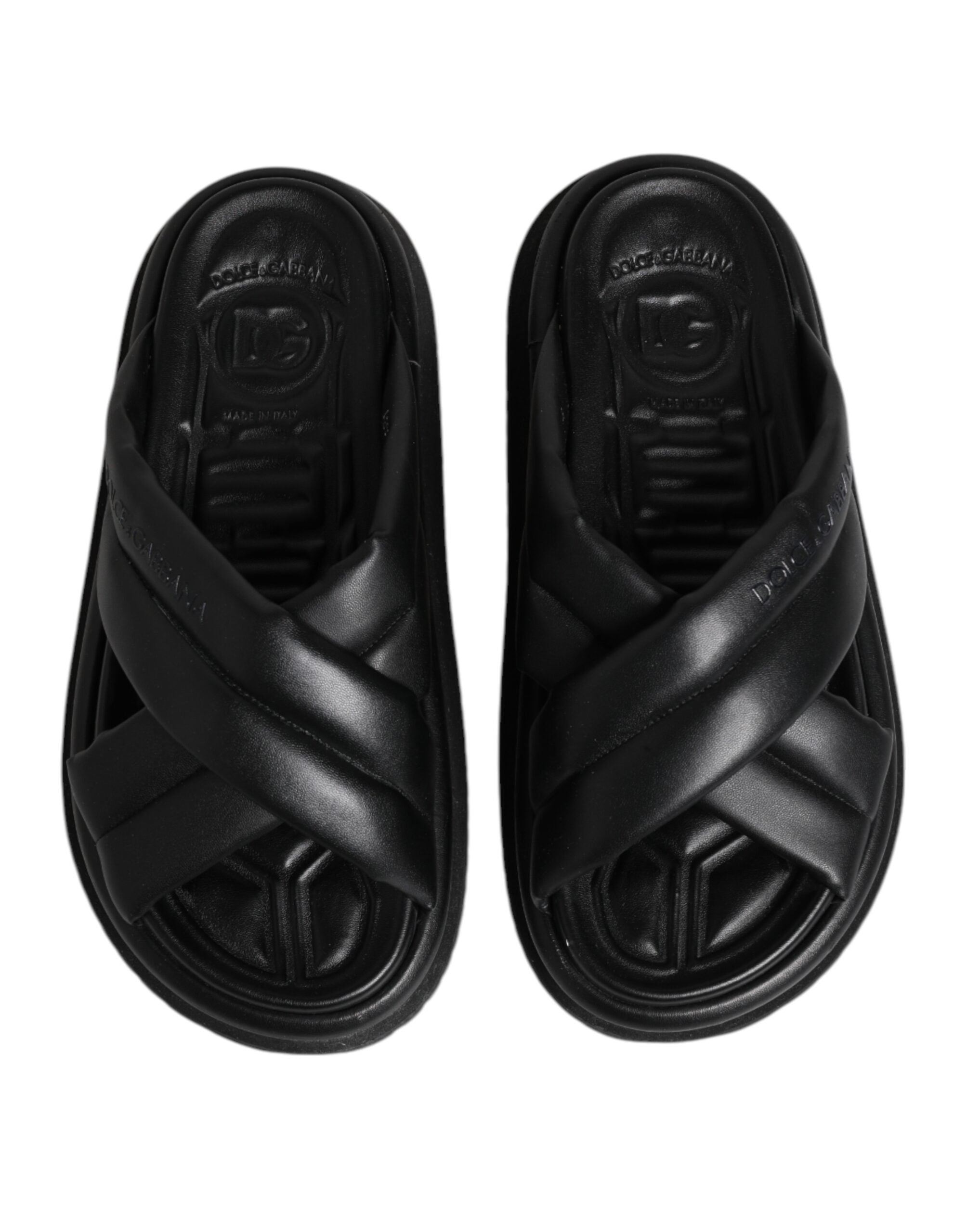 Dolce & Gabbana Black DG Logo Slides Sandals Beachwear Shoes