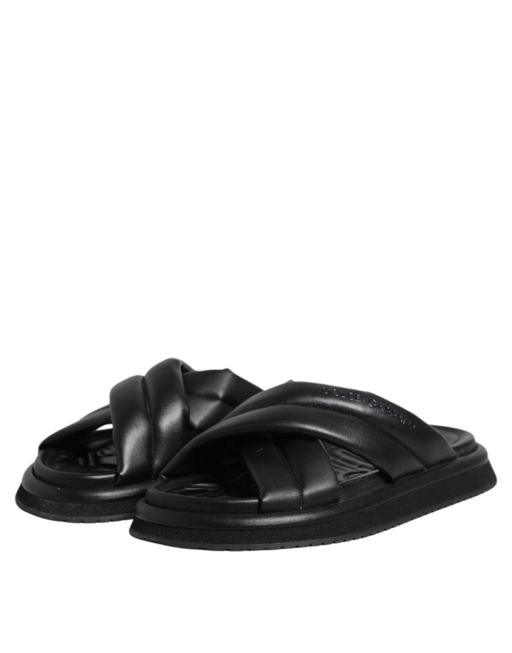 Dolce & Gabbana Black DG Logo Slides Sandals Beachwear Shoes
