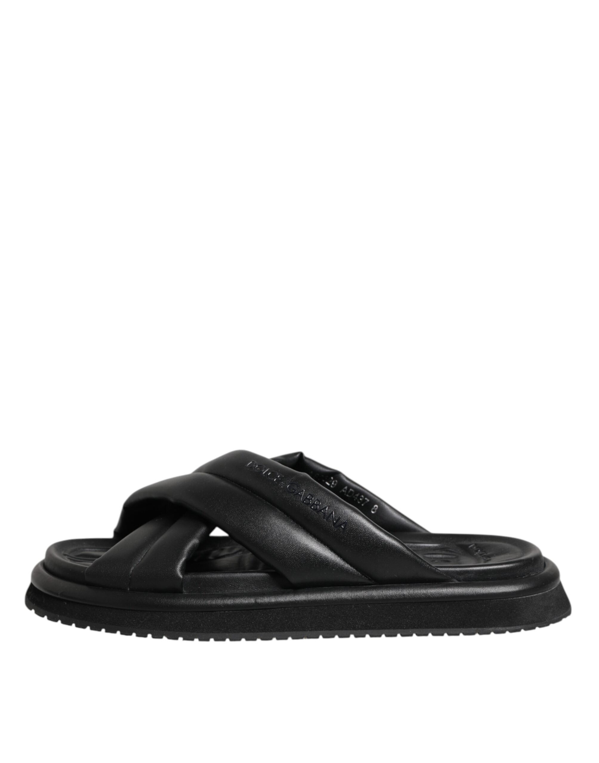 Dolce & Gabbana Black DG Logo Slides Sandals Beachwear Shoes