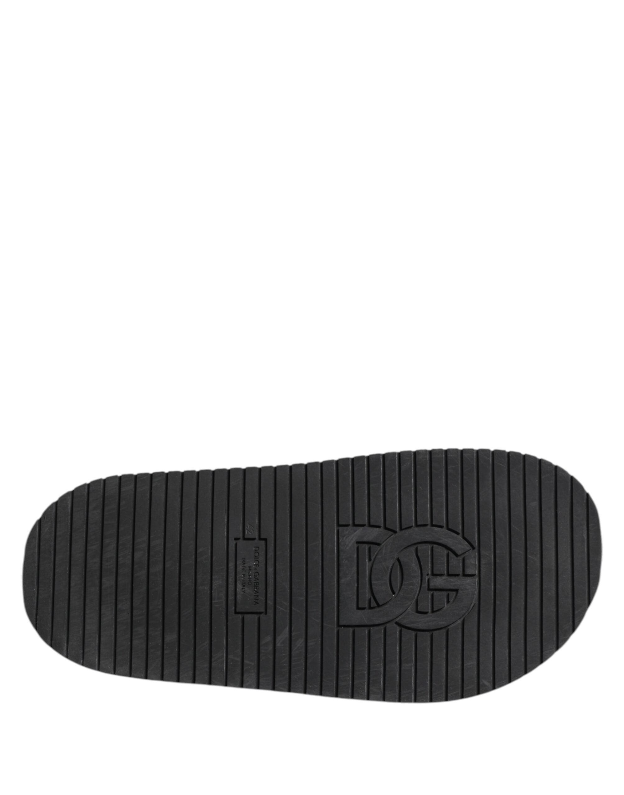 Dolce & Gabbana Black DG Logo Slides Sandals Beachwear Shoes