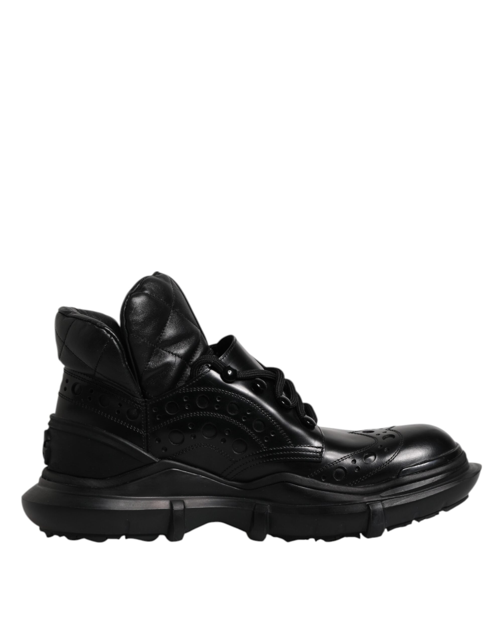 Dolce & Gabbana Black Leather Casual Mens Ankle Boots Shoes