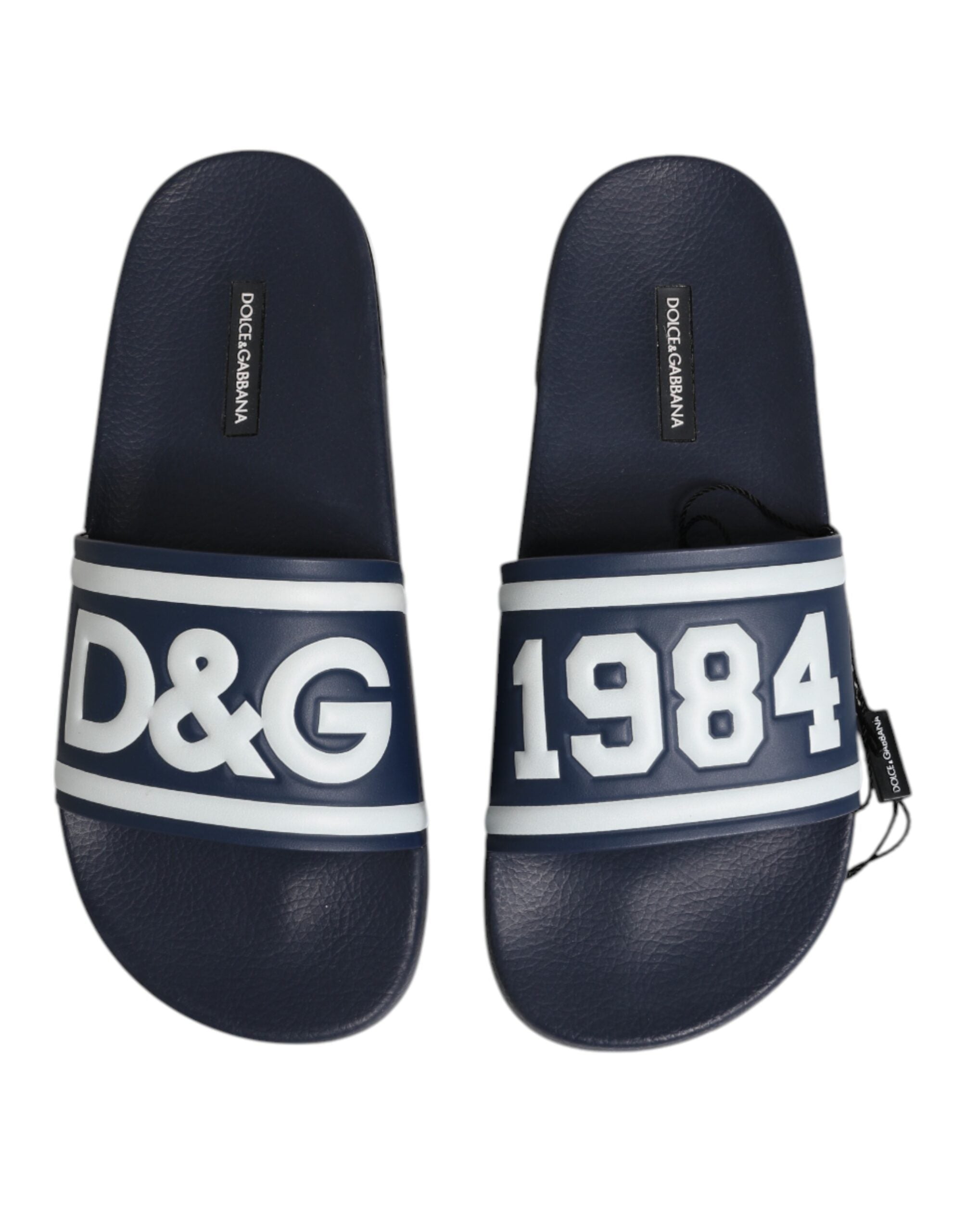 Dolce & Gabbana Blue DG Logo Slides Sandals Beachwear Shoes