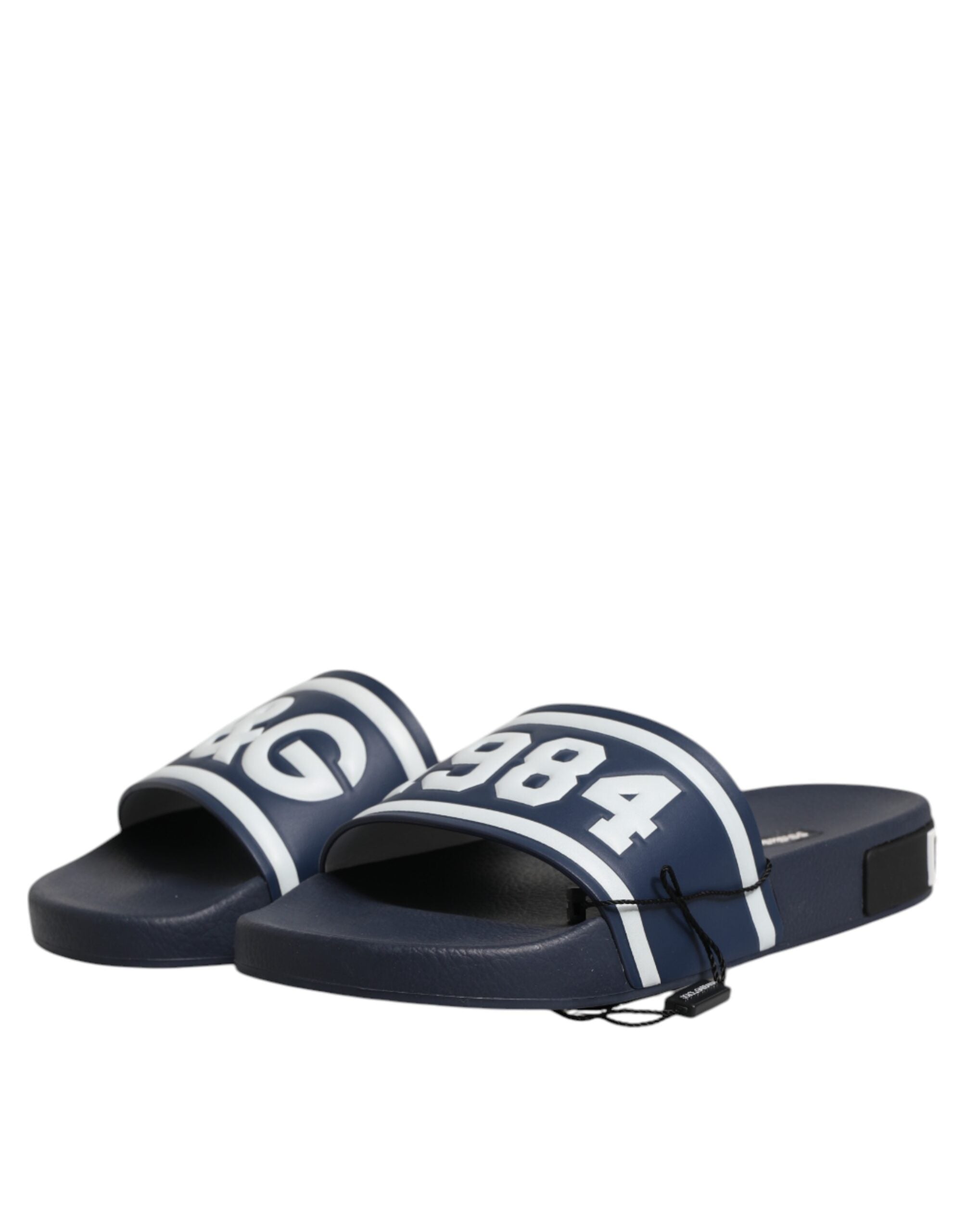Dolce & Gabbana Blue DG Logo Slides Sandals Beachwear Shoes