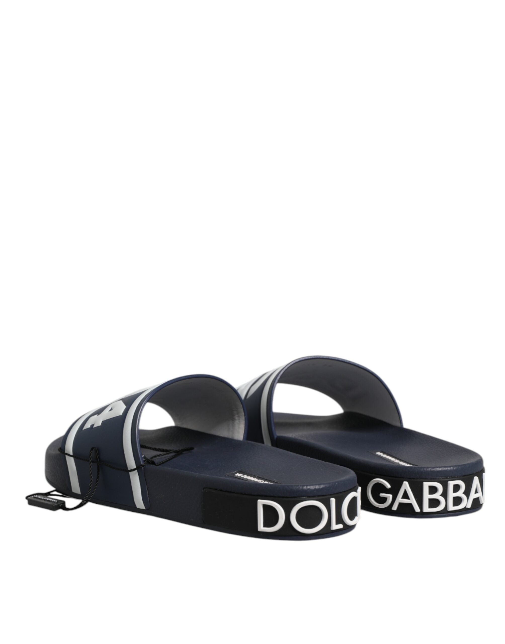 Dolce & Gabbana Blue DG Logo Slides Sandals Beachwear Shoes