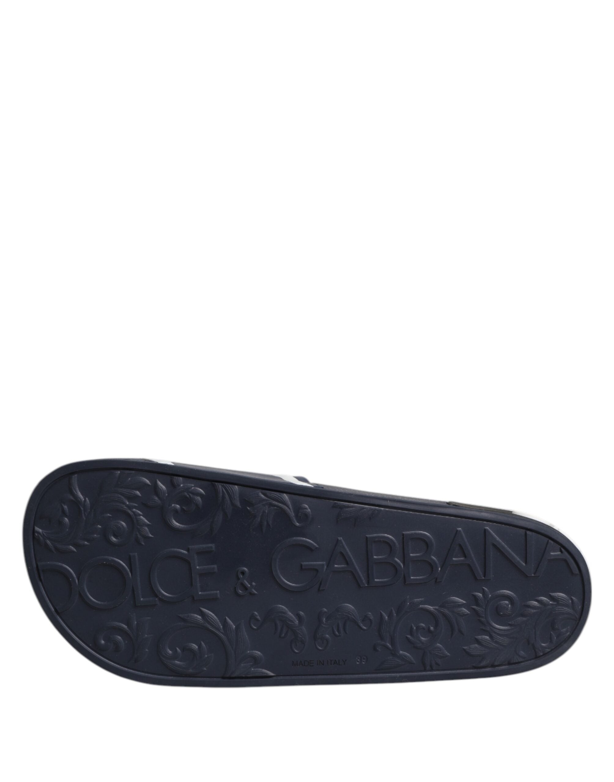 Dolce & Gabbana Blue DG Logo Slides Sandals Beachwear Shoes