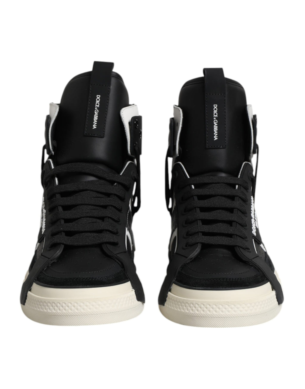 Dolce & Gabbana Black Leather High Top Logo Men Sneakers Shoes