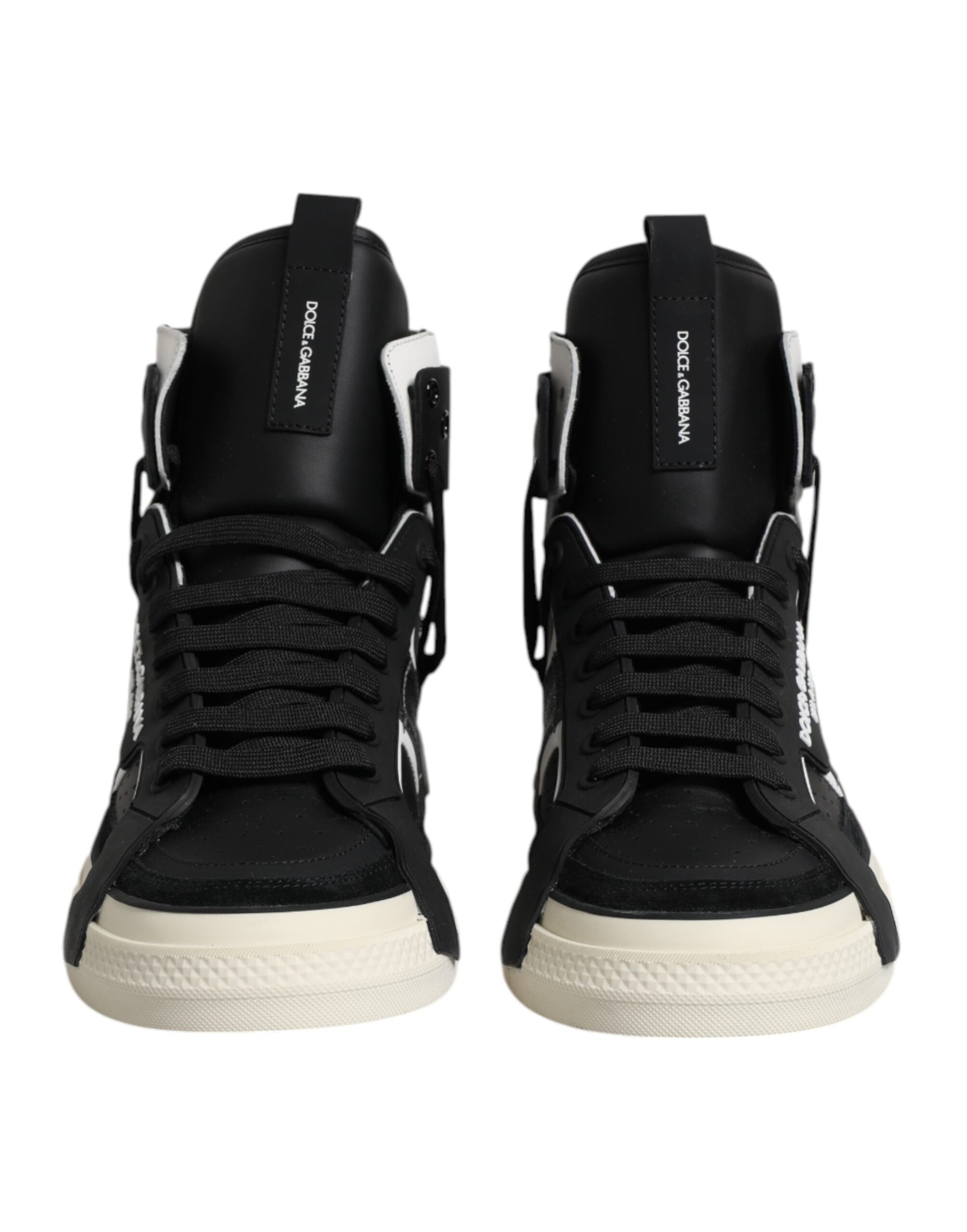 Dolce & Gabbana Black Leather High Top Logo Men Sneakers Shoes
