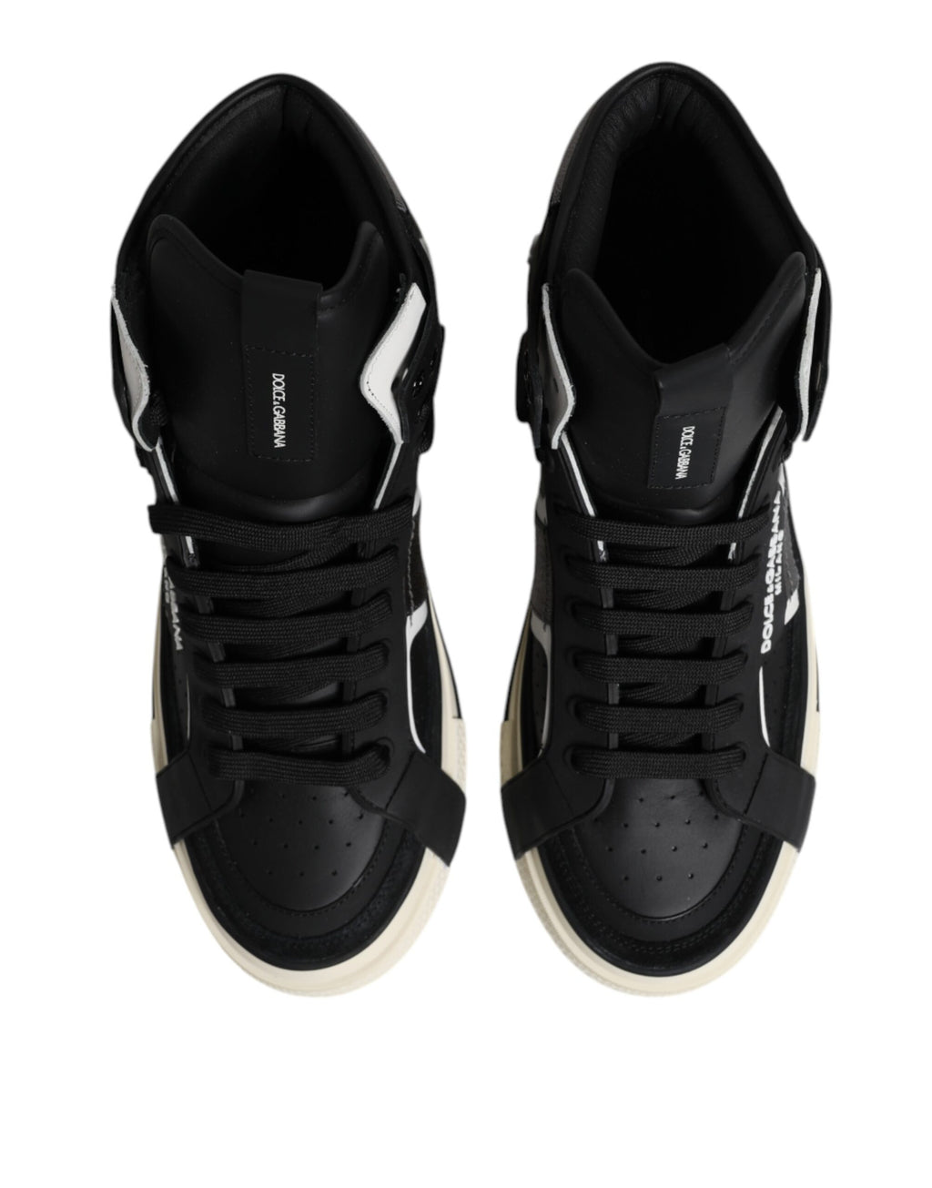 Dolce & Gabbana Black Leather High Top Logo Men Sneakers Shoes
