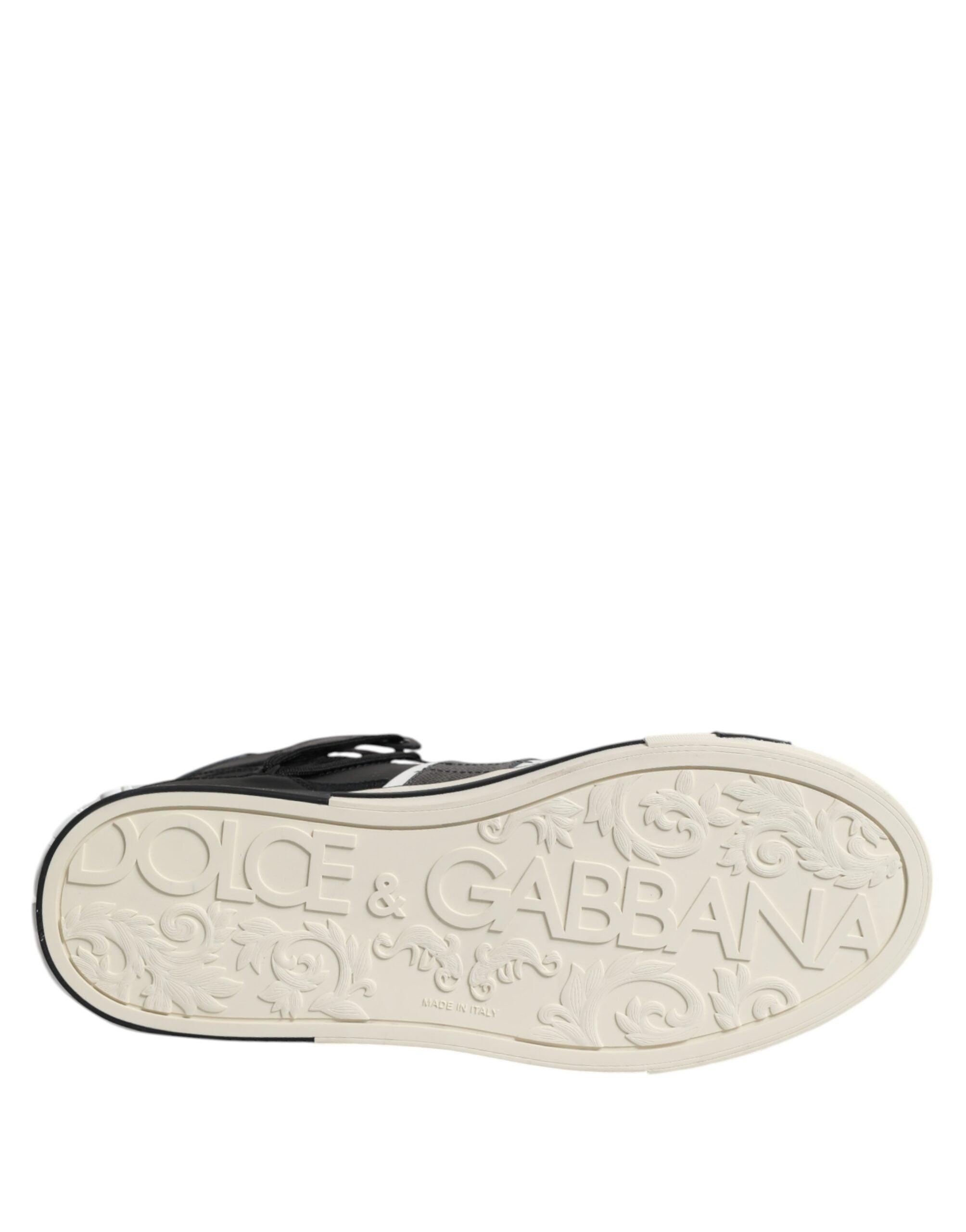 Dolce & Gabbana Black Leather High Top Logo Men Sneakers Shoes