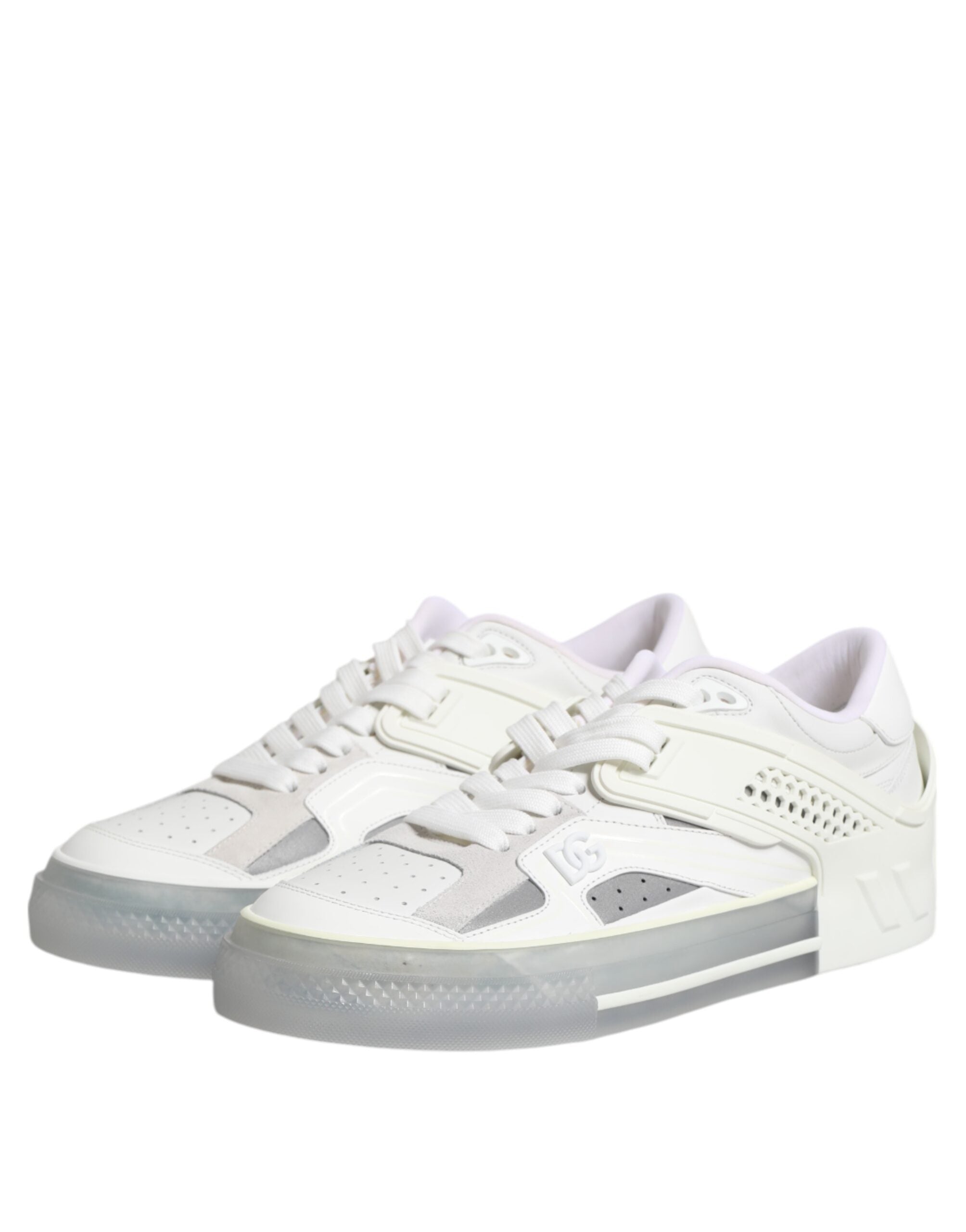 Dolce & Gabbana White Low Top DG Embossed Men Sneakers Shoes