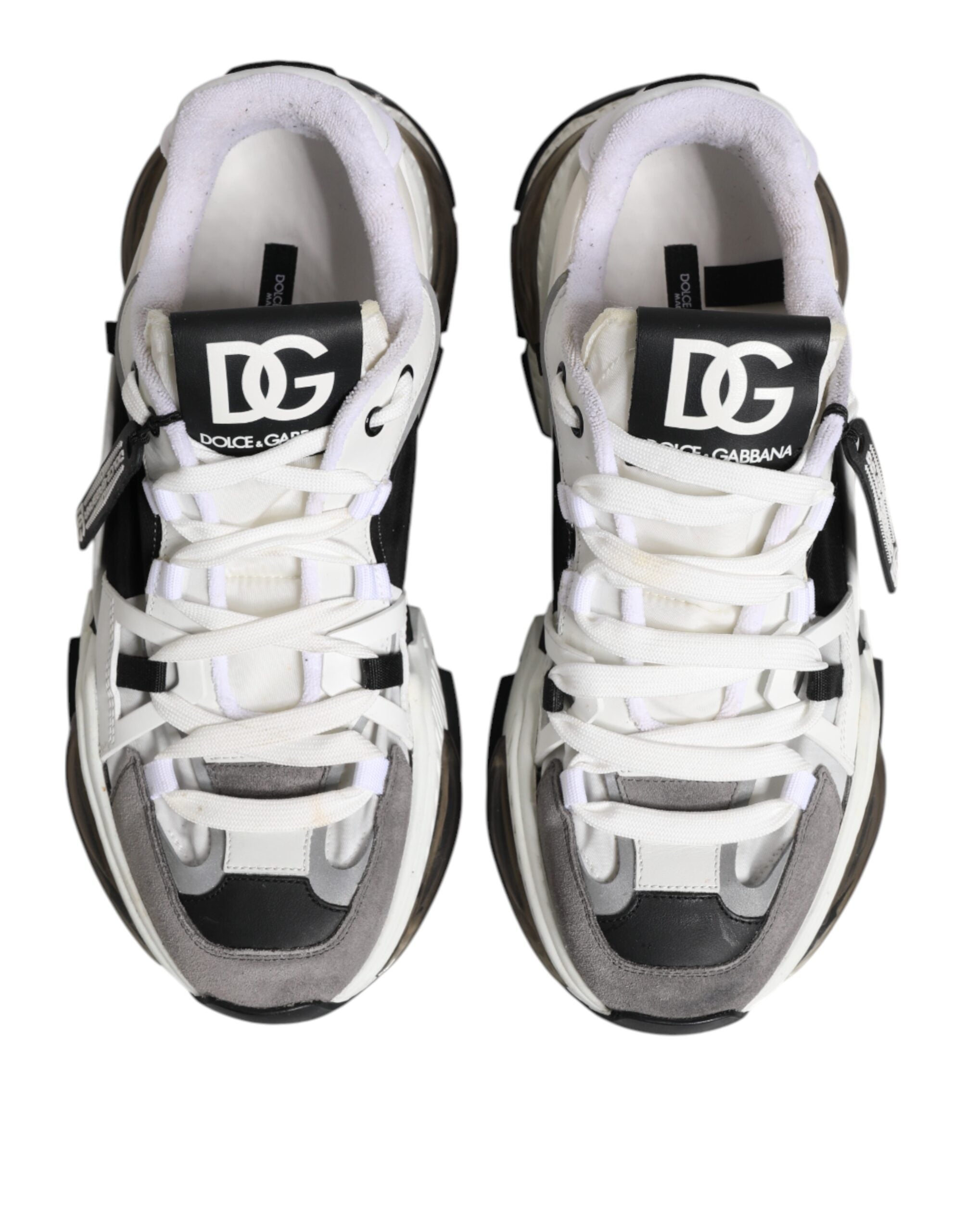 Dolce & Gabbana White Black Logo Airmaster Men Sneakers Shoes