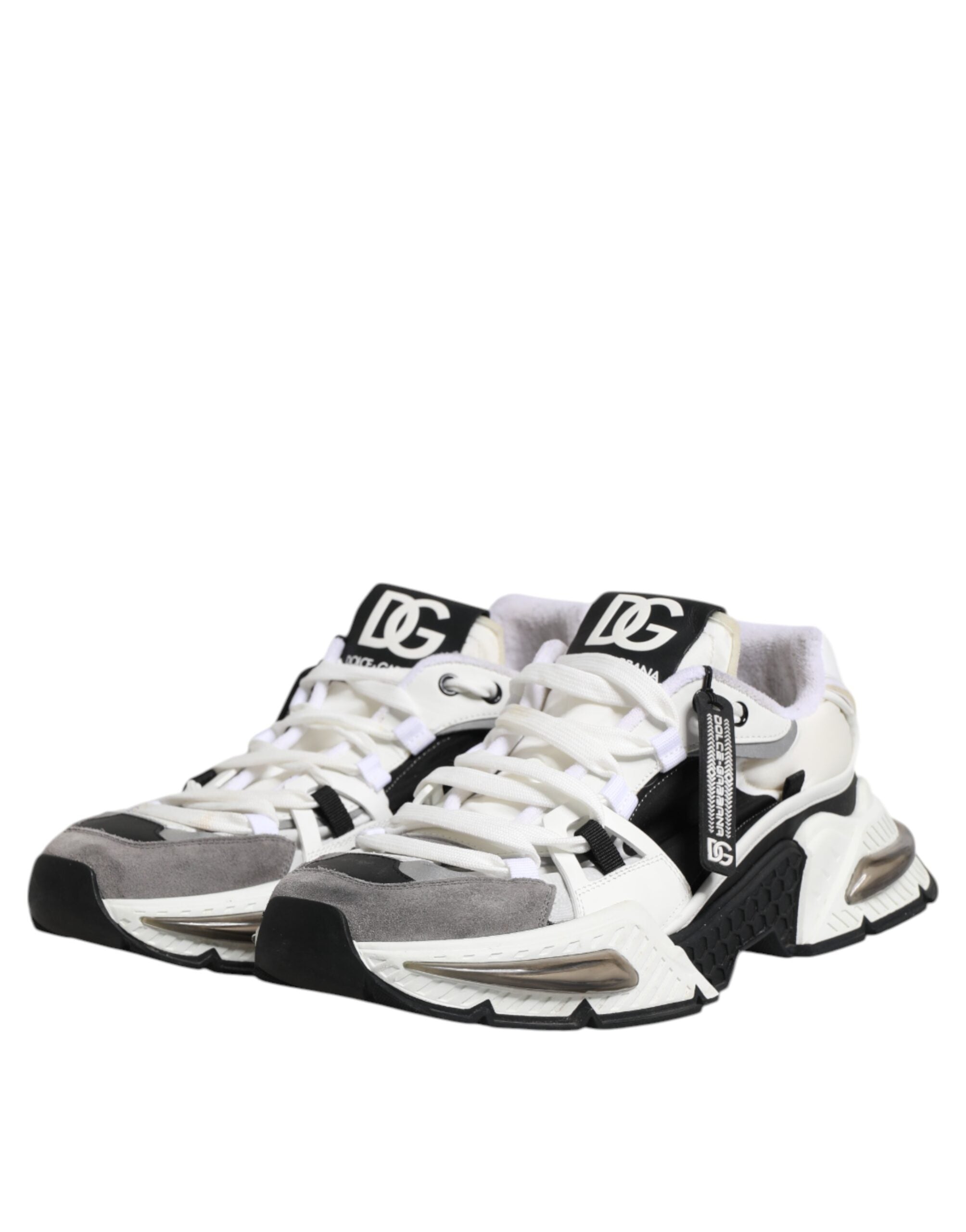 Dolce & Gabbana White Black Logo Airmaster Men Sneakers Shoes