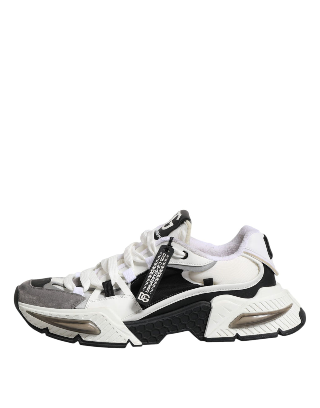 Dolce & Gabbana White Black Logo Airmaster Men Sneakers Shoes