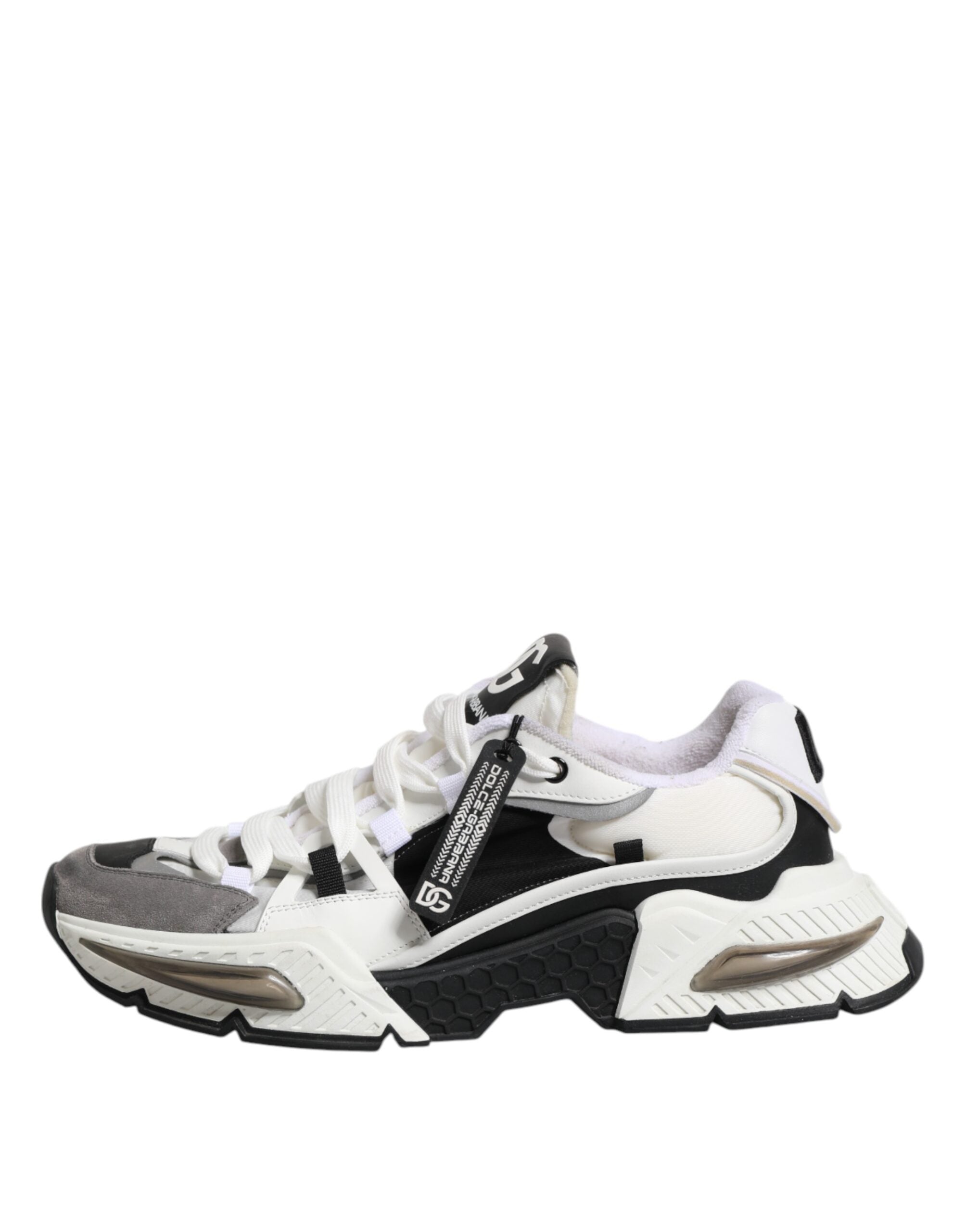 Dolce & Gabbana White Black Logo Airmaster Men Sneakers Shoes