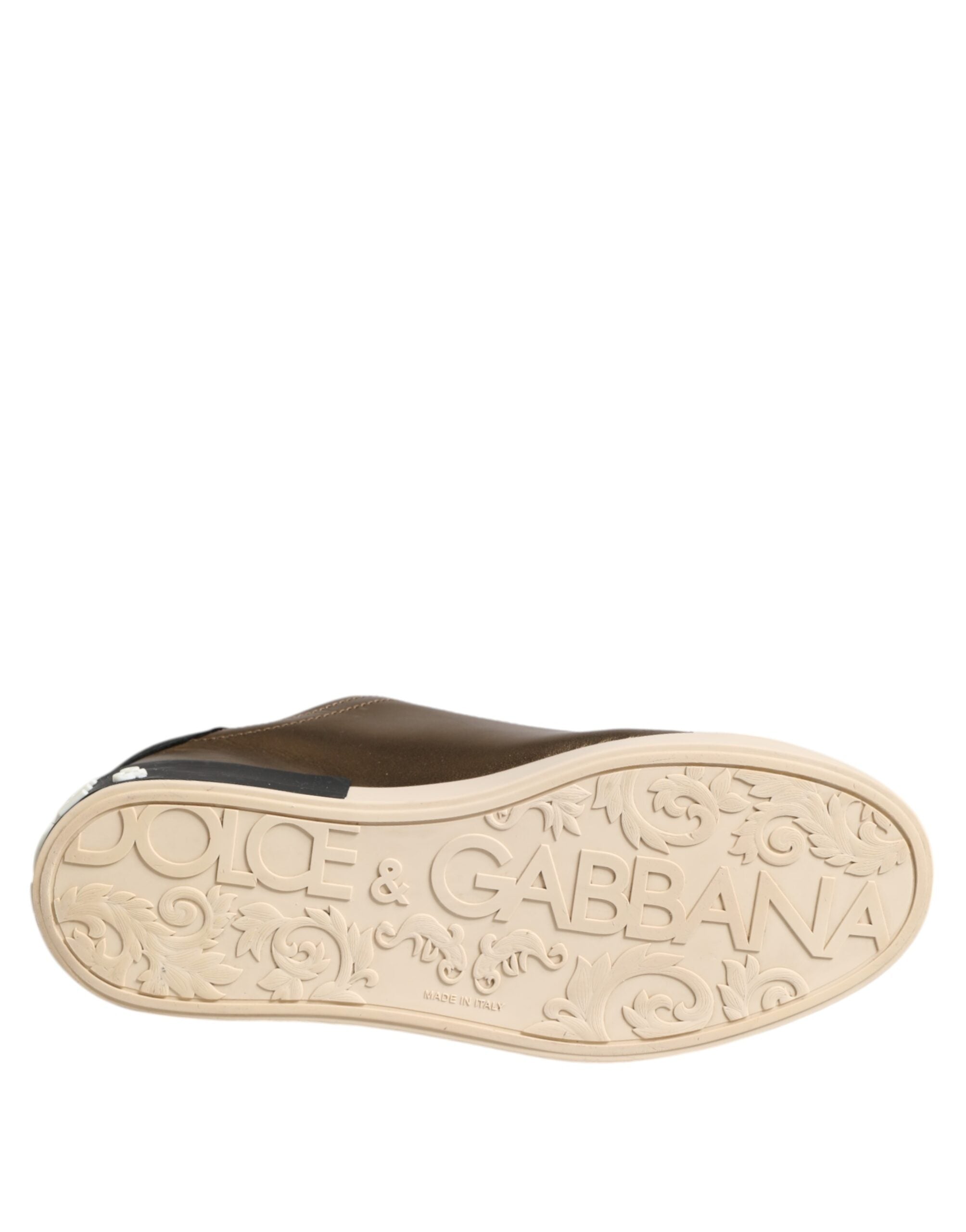 Dolce & Gabbana Gold Portofino Leather Low Top Sneakers Shoes